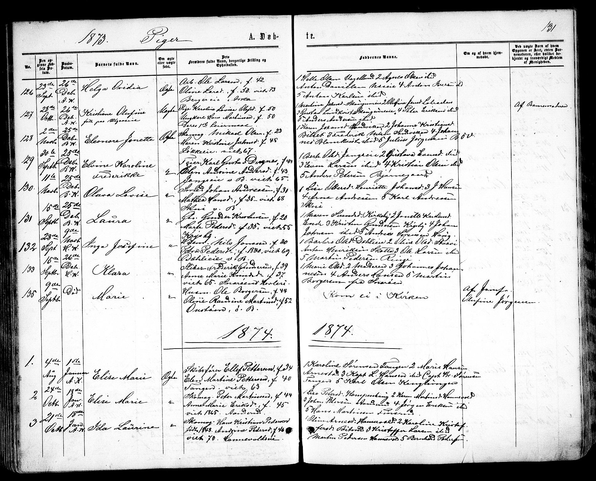 Asker prestekontor Kirkebøker, SAO/A-10256a/F/Fa/L0008: Parish register (official) no. I 8, 1865-1878, p. 131