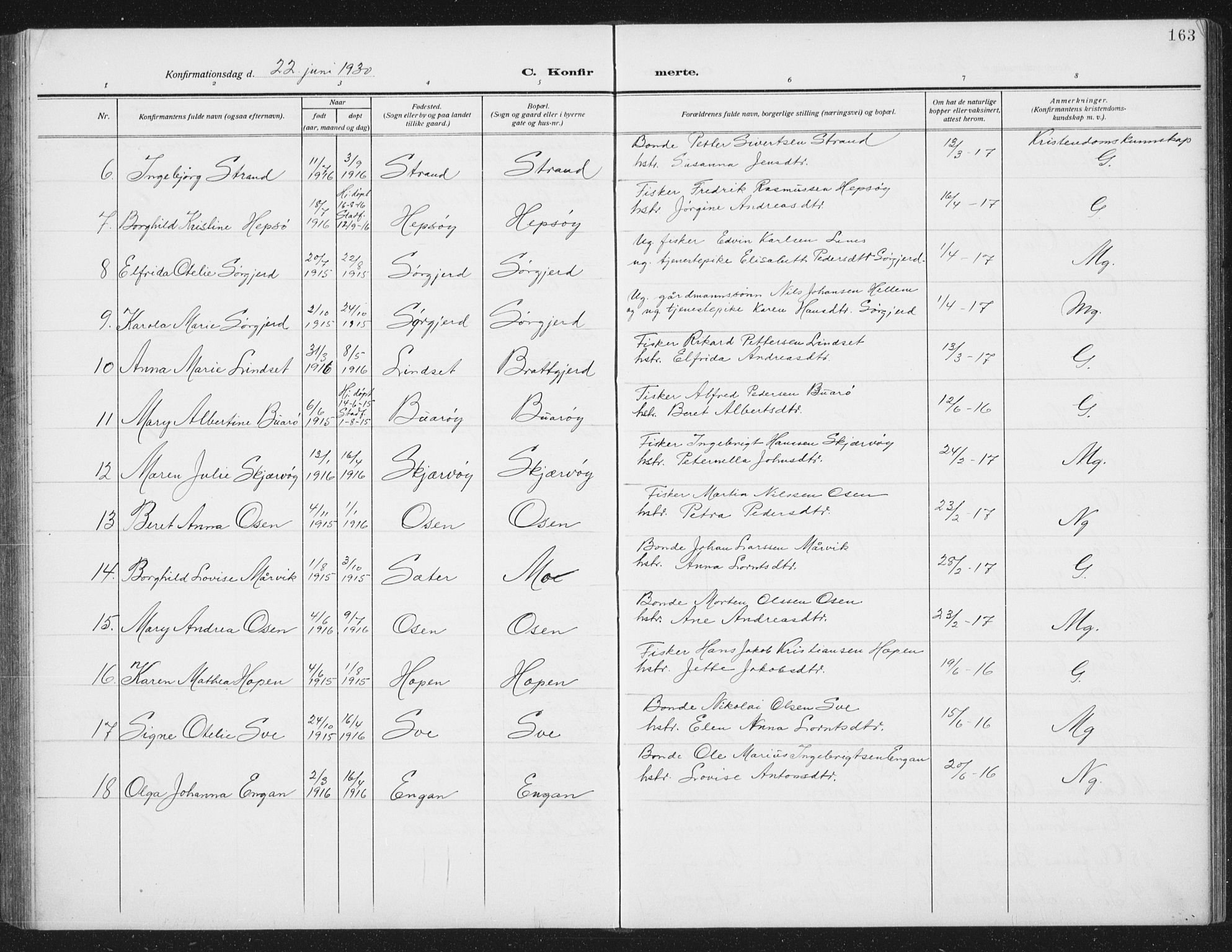 Ministerialprotokoller, klokkerbøker og fødselsregistre - Sør-Trøndelag, SAT/A-1456/658/L0727: Parish register (copy) no. 658C03, 1909-1935, p. 163