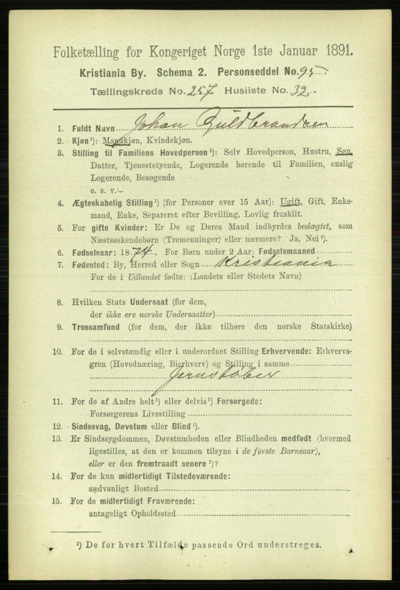 RA, 1891 census for 0301 Kristiania, 1891, p. 157010