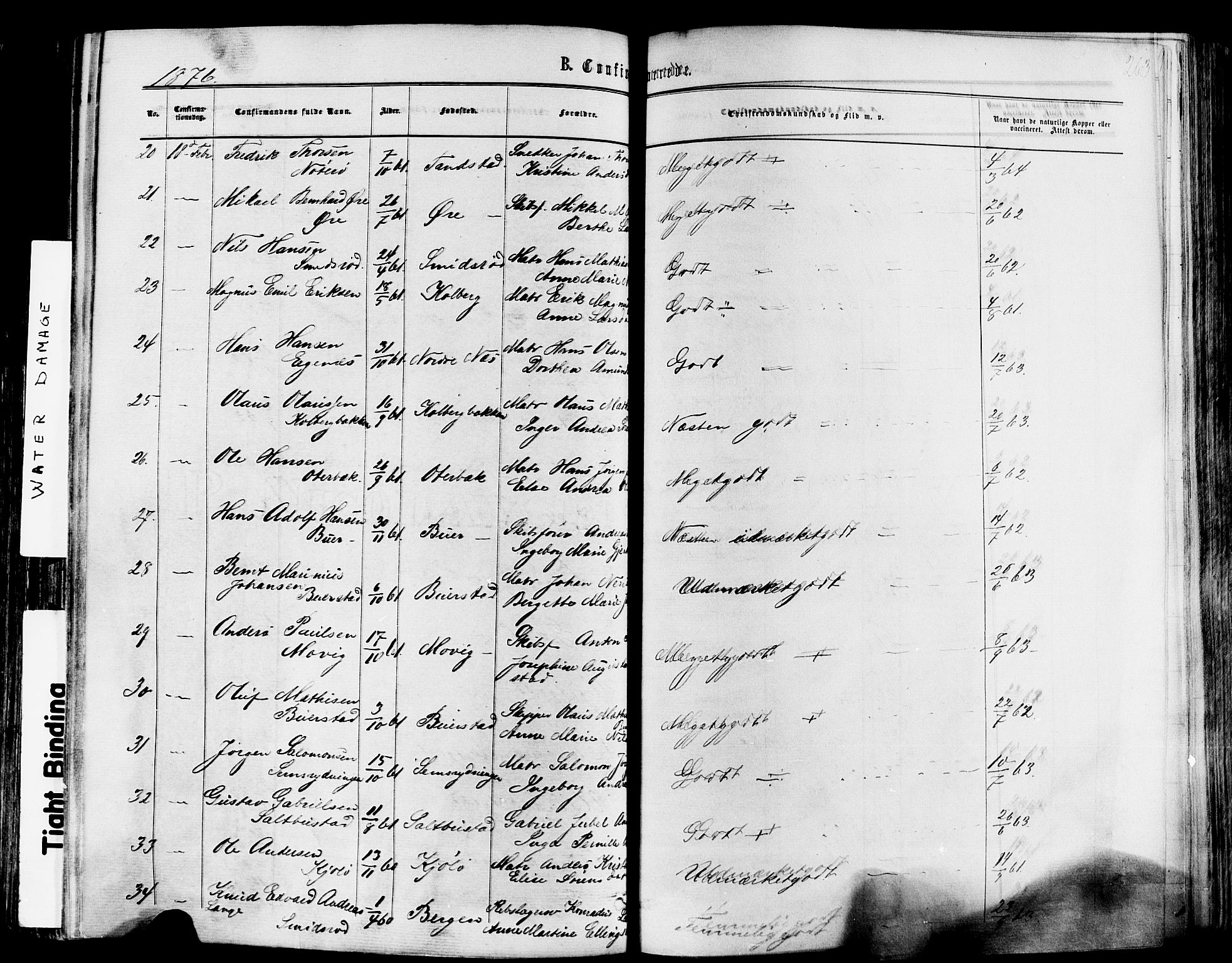 Nøtterøy kirkebøker, AV/SAKO-A-354/F/Fa/L0007: Parish register (official) no. I 7, 1865-1877, p. 263