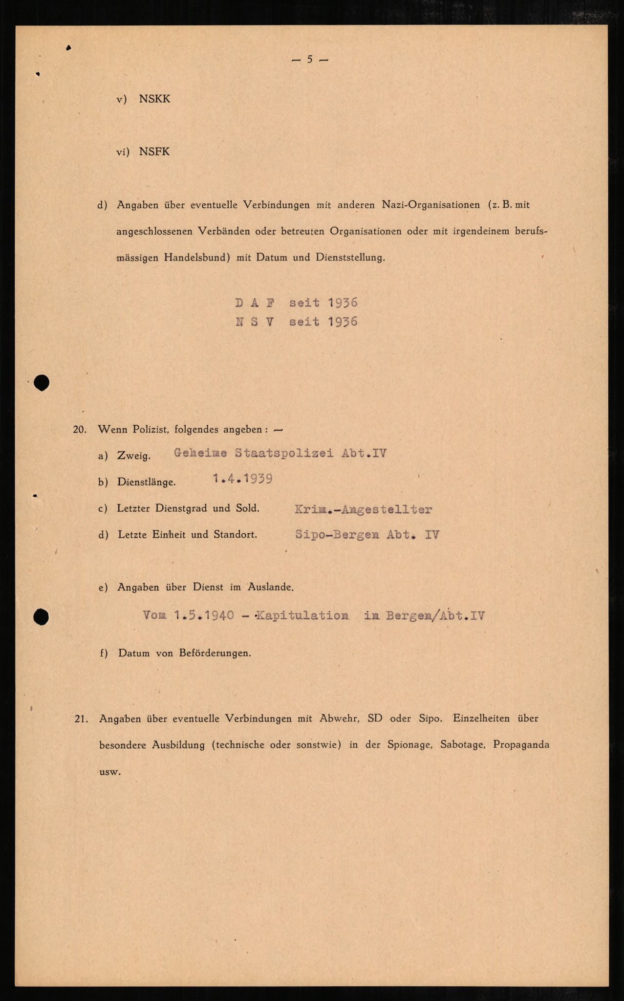 Forsvaret, Forsvarets overkommando II, AV/RA-RAFA-3915/D/Db/L0002: CI Questionaires. Tyske okkupasjonsstyrker i Norge. Tyskere., 1945-1946, p. 539
