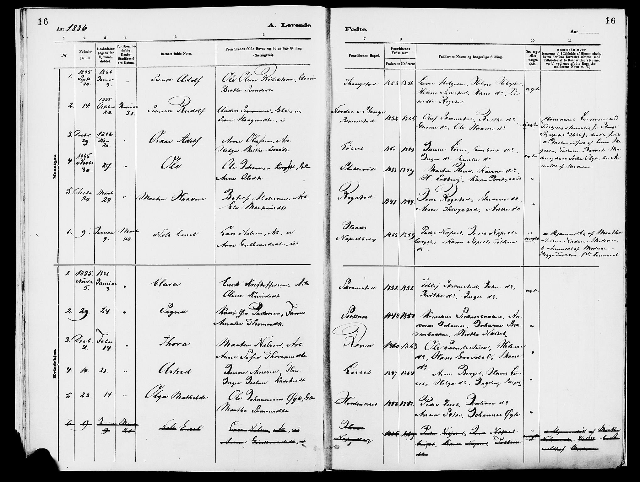 Åmot prestekontor, Hedmark, SAH/PREST-056/H/Ha/Haa/L0010: Parish register (official) no. 10, 1884-1889, p. 16