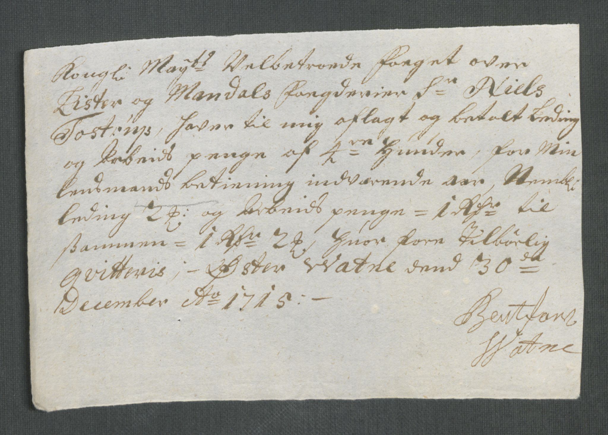 Rentekammeret inntil 1814, Reviderte regnskaper, Fogderegnskap, AV/RA-EA-4092/R43/L2559: Fogderegnskap Lista og Mandal, 1715, p. 218