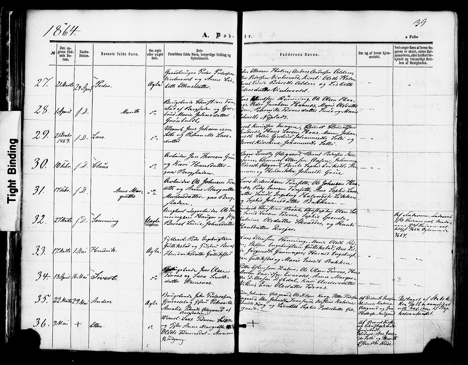 Ministerialprotokoller, klokkerbøker og fødselsregistre - Sør-Trøndelag, AV/SAT-A-1456/681/L0932: Parish register (official) no. 681A10, 1860-1878, p. 39