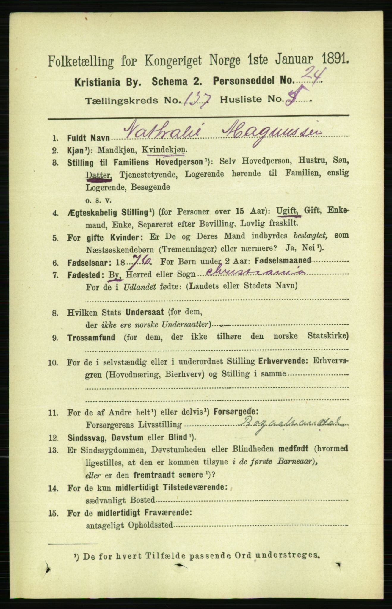 RA, 1891 census for 0301 Kristiania, 1891, p. 76422