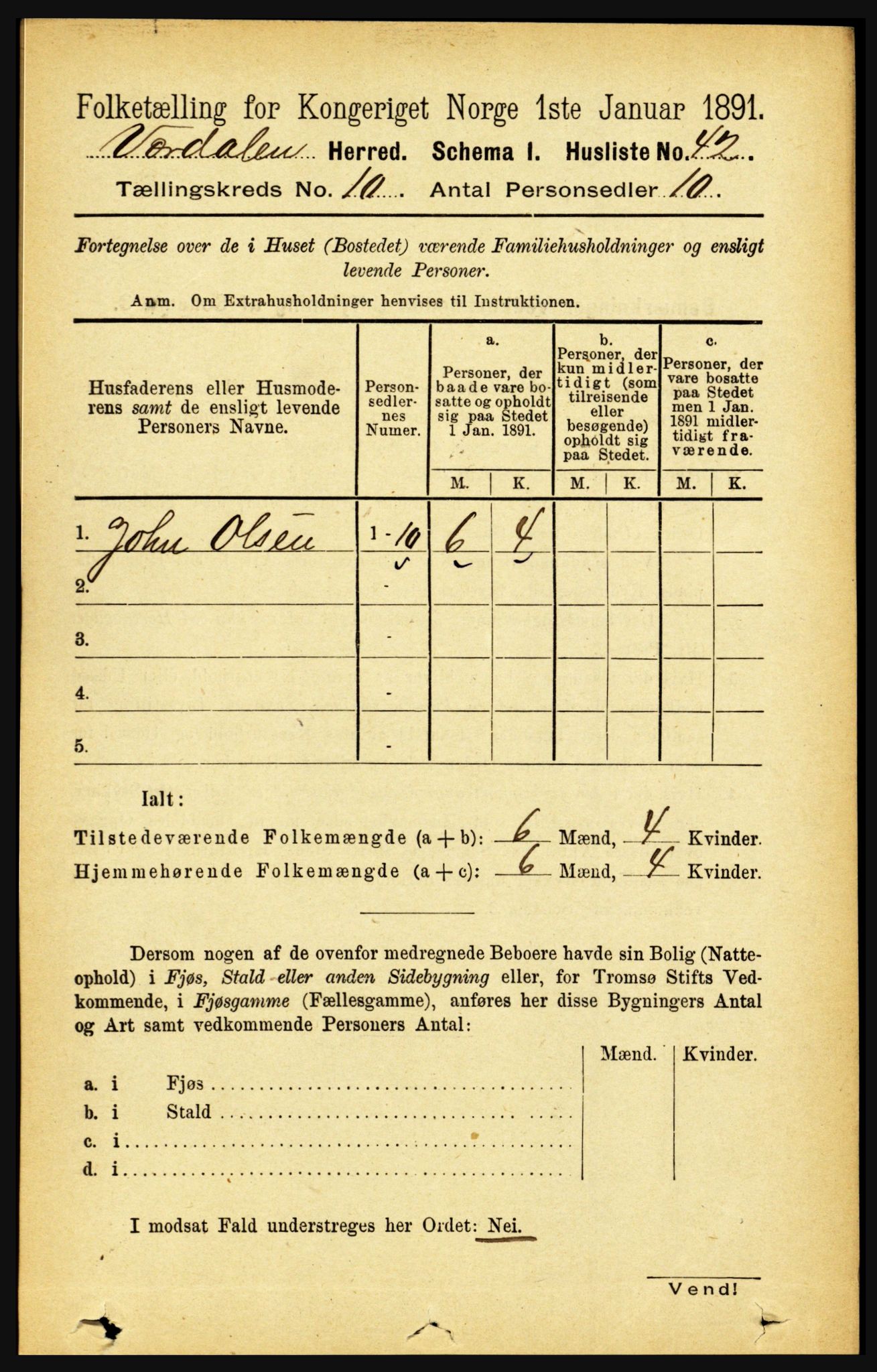 RA, 1891 census for 1721 Verdal, 1891, p. 5584