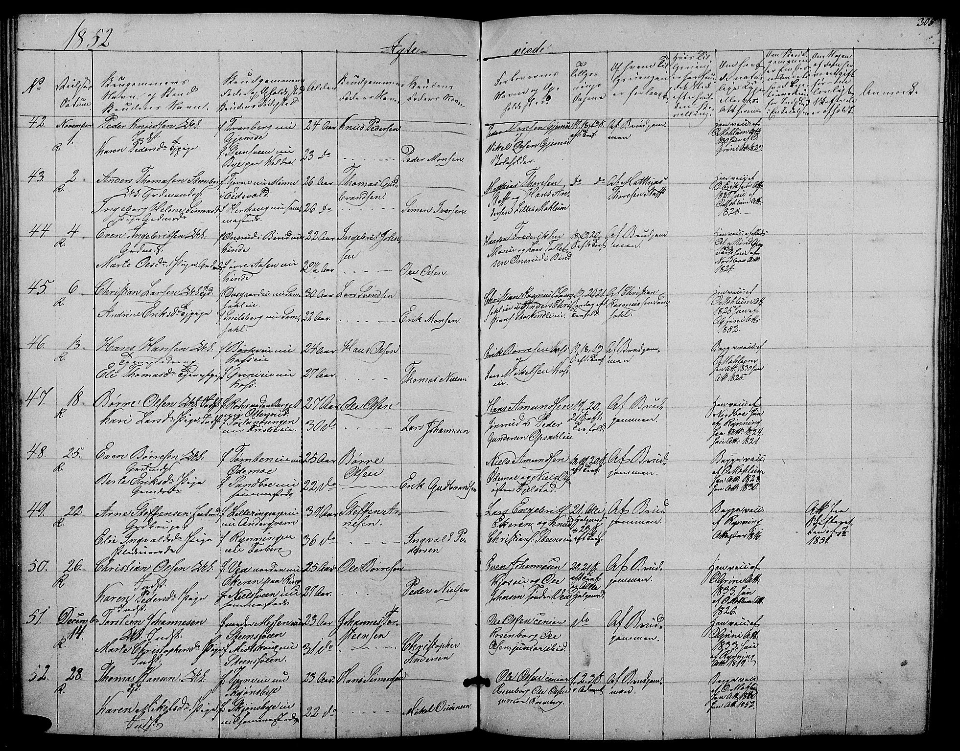 Ringsaker prestekontor, SAH/PREST-014/L/La/L0006: Parish register (copy) no. 6, 1851-1860, p. 305