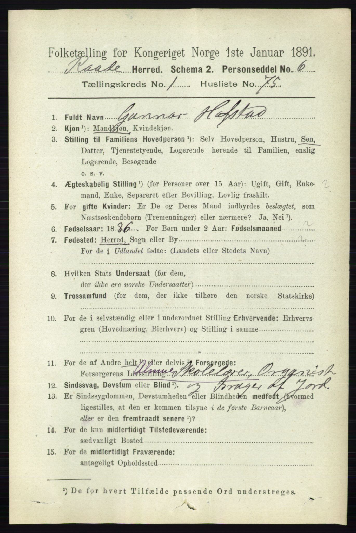 RA, 1891 census for 0135 Råde, 1891, p. 525