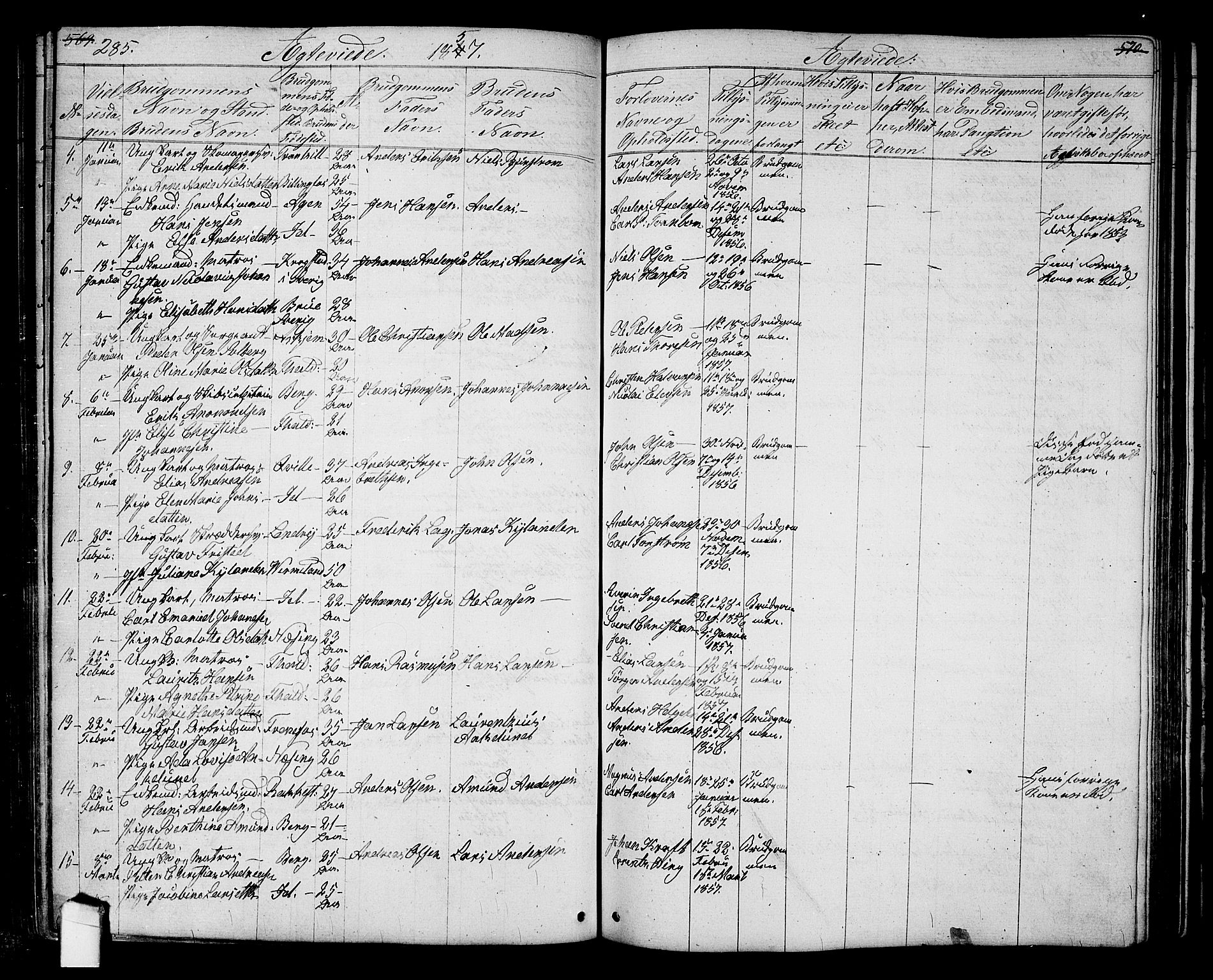Halden prestekontor Kirkebøker, SAO/A-10909/G/Ga/L0005a: Parish register (copy) no. 5A, 1855-1864, p. 285