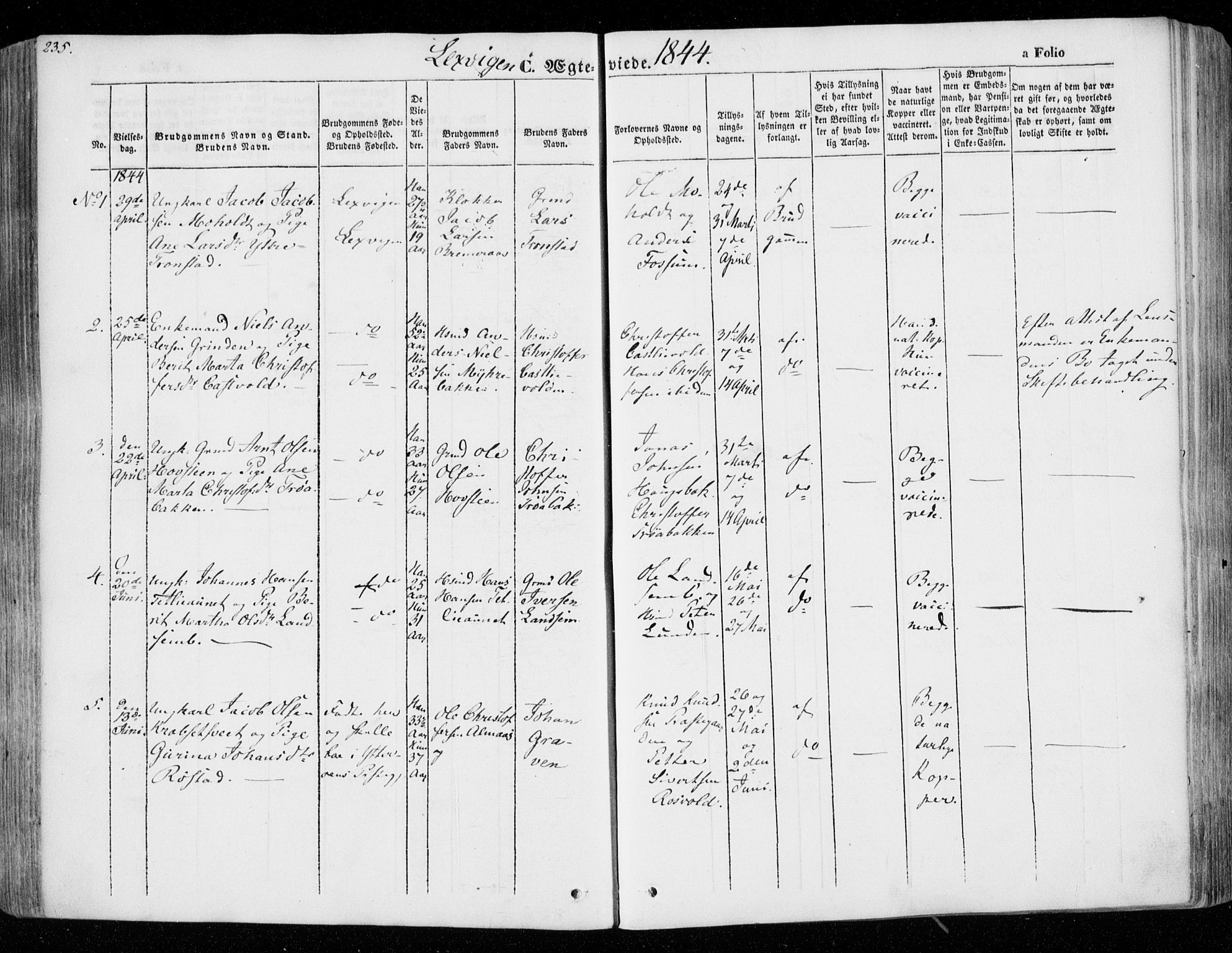 Ministerialprotokoller, klokkerbøker og fødselsregistre - Nord-Trøndelag, SAT/A-1458/701/L0007: Parish register (official) no. 701A07 /1, 1842-1854, p. 235