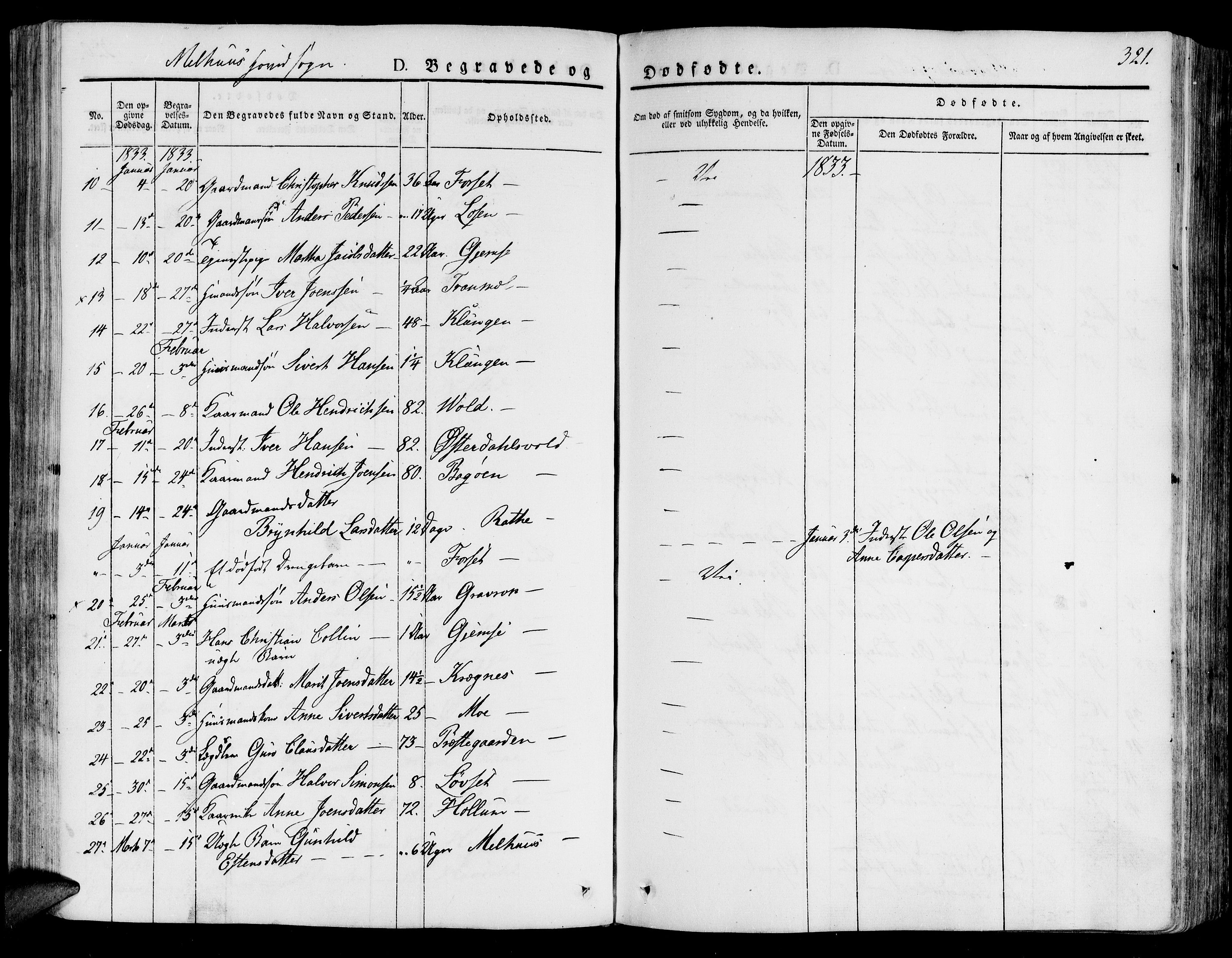 Ministerialprotokoller, klokkerbøker og fødselsregistre - Sør-Trøndelag, SAT/A-1456/691/L1070: Parish register (official) no. 691A05 /1, 1826-1841, p. 321