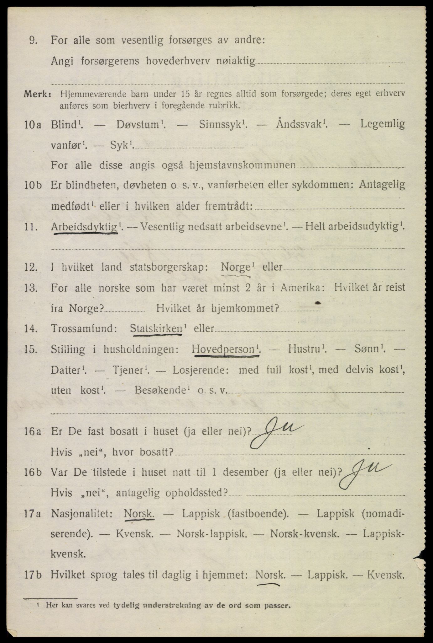 SAT, 1920 census for Bø, 1920, p. 10391