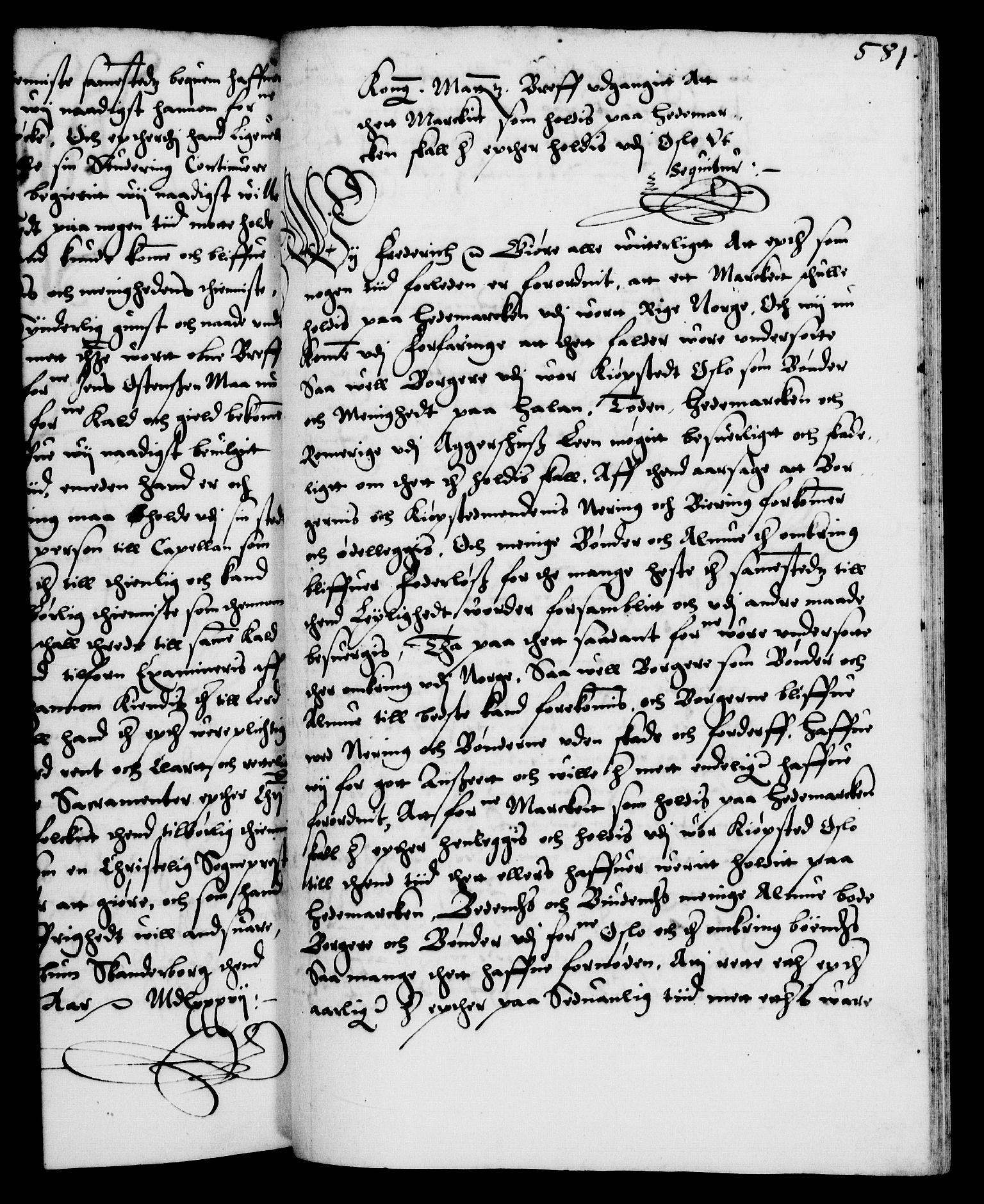 Danske Kanselli 1572-1799, RA/EA-3023/F/Fc/Fca/Fcaa/L0001: Norske registre (mikrofilm), 1572-1588, p. 581a