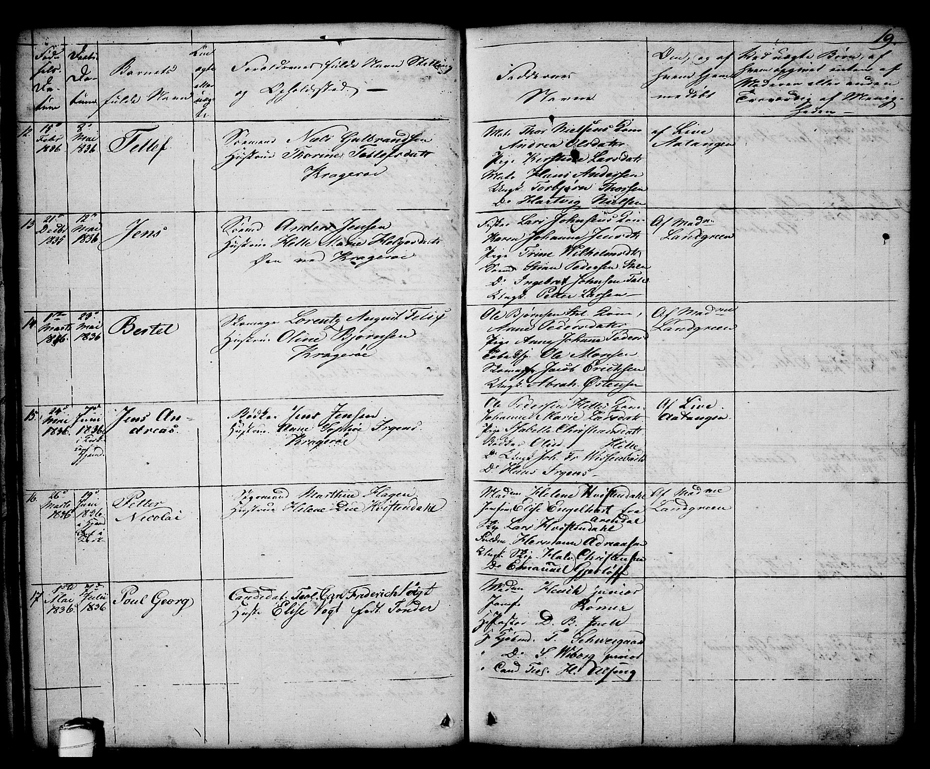 Kragerø kirkebøker, SAKO/A-278/G/Ga/L0003: Parish register (copy) no. 3, 1832-1852, p. 19