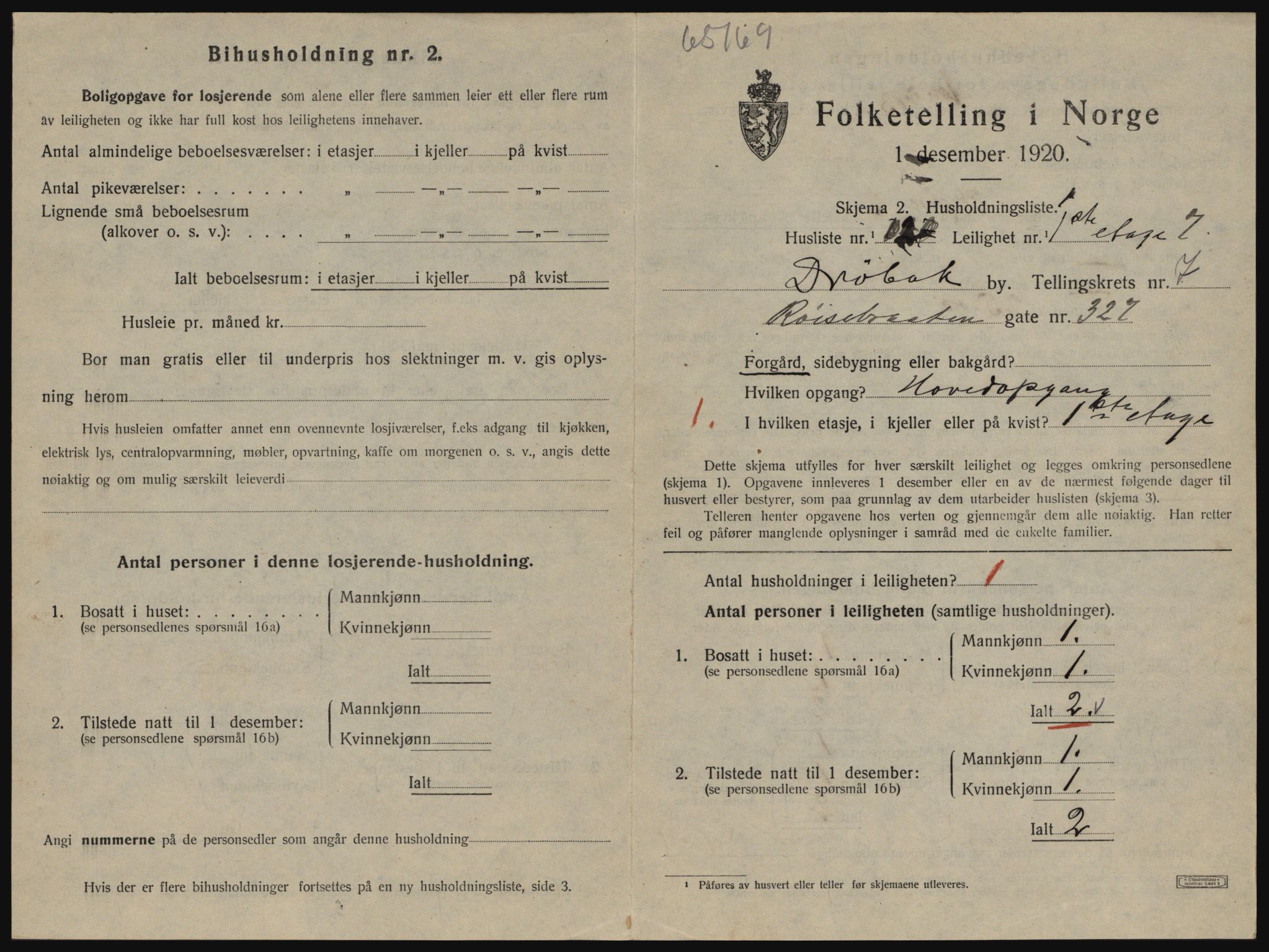 SAO, 1920 census for Drøbak, 1920, p. 1711