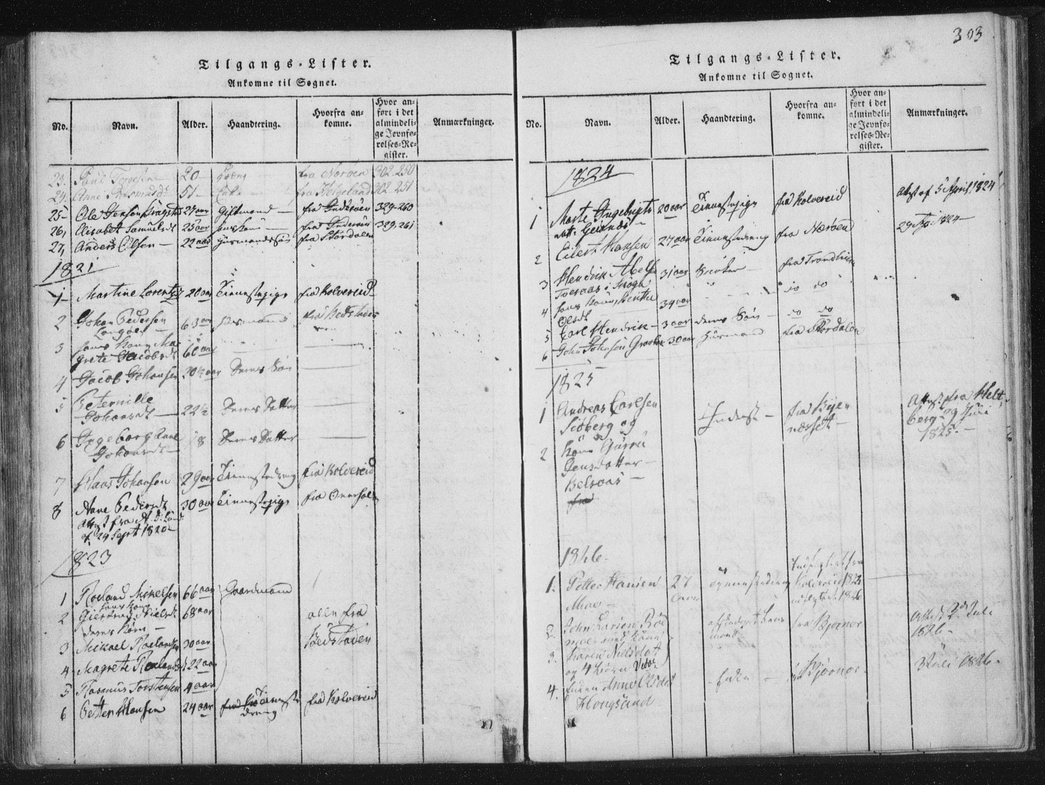Ministerialprotokoller, klokkerbøker og fødselsregistre - Nord-Trøndelag, SAT/A-1458/773/L0609: Parish register (official) no. 773A03 /1, 1815-1830, p. 303