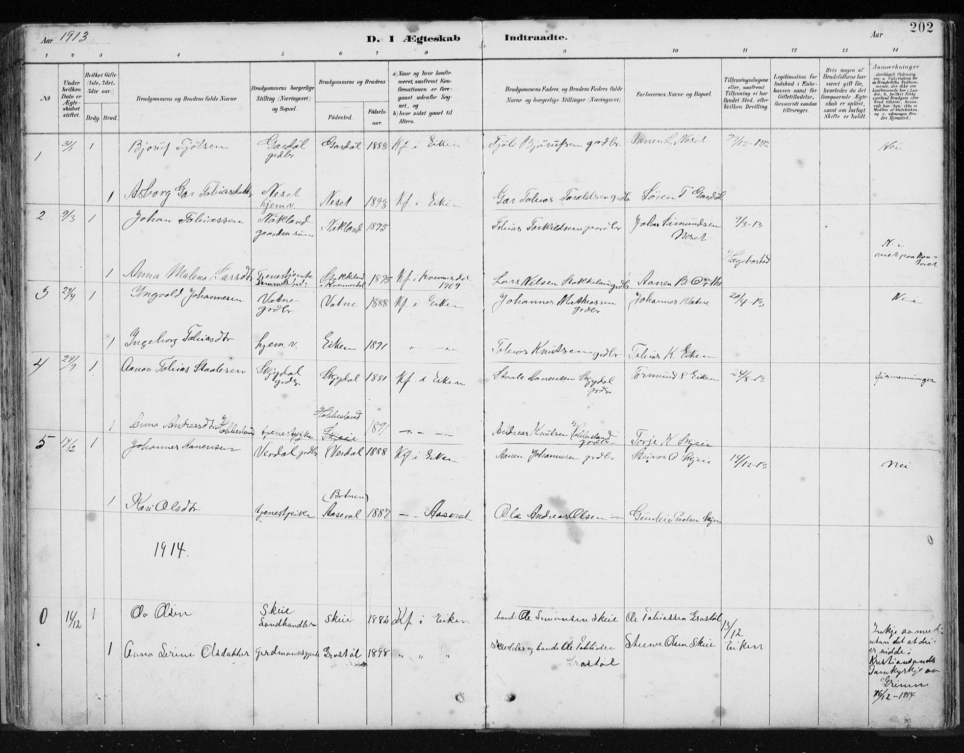 Hægebostad sokneprestkontor, AV/SAK-1111-0024/F/Fb/Fbb/L0003: Parish register (copy) no. B 3, 1887-1937, p. 202
