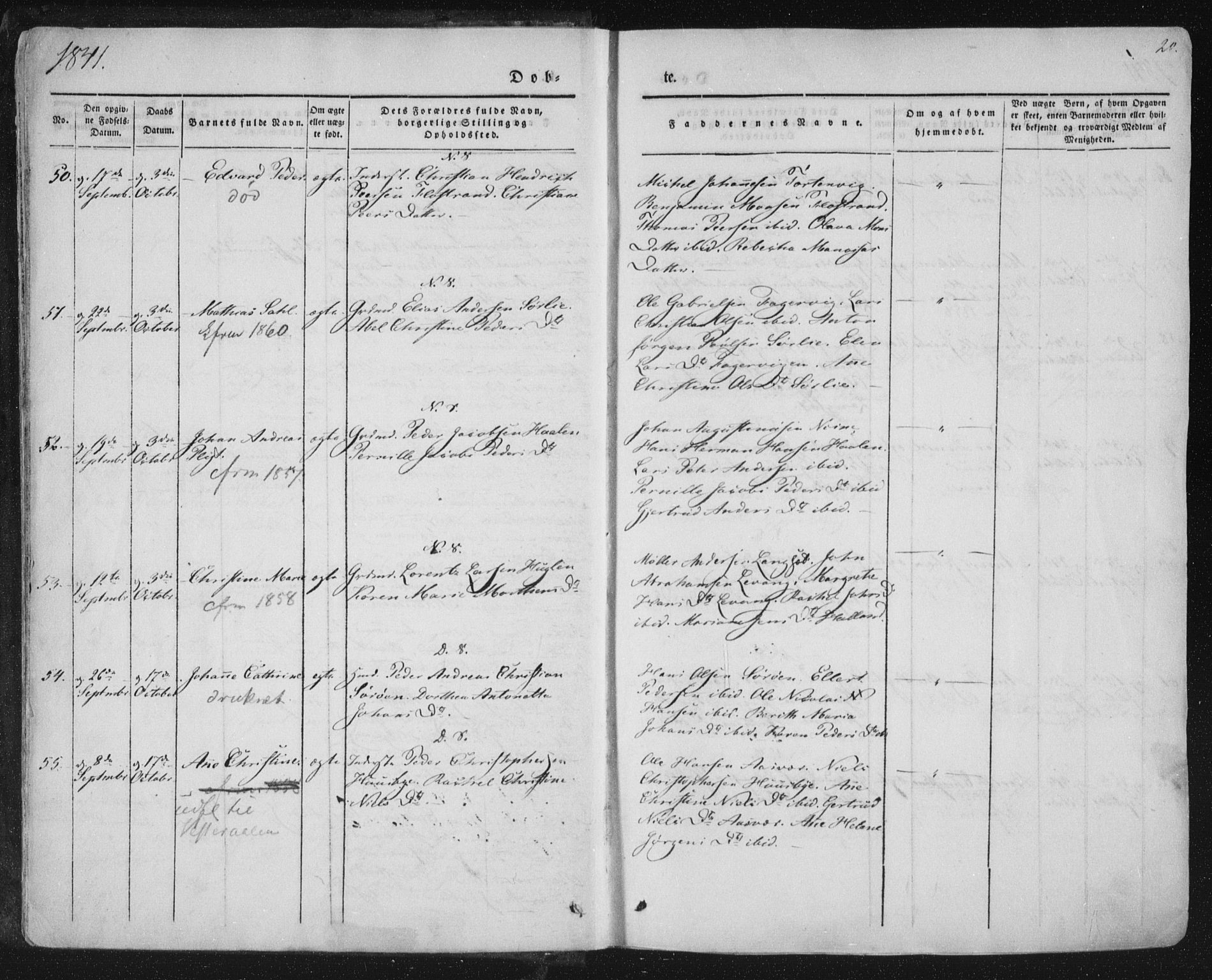 Ministerialprotokoller, klokkerbøker og fødselsregistre - Nordland, AV/SAT-A-1459/838/L0549: Parish register (official) no. 838A07, 1840-1854, p. 20