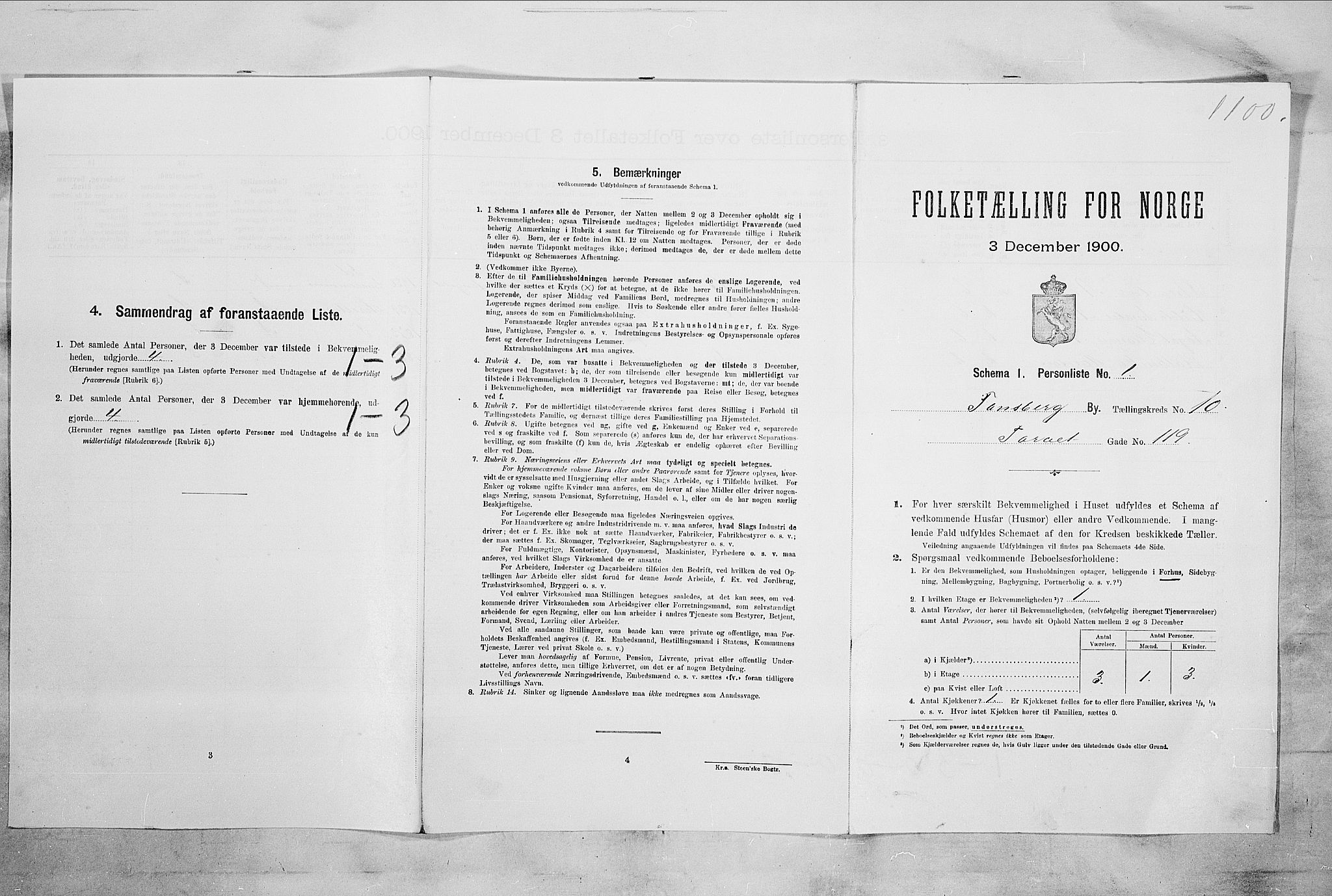 RA, 1900 census for Tønsberg, 1900, p. 1458