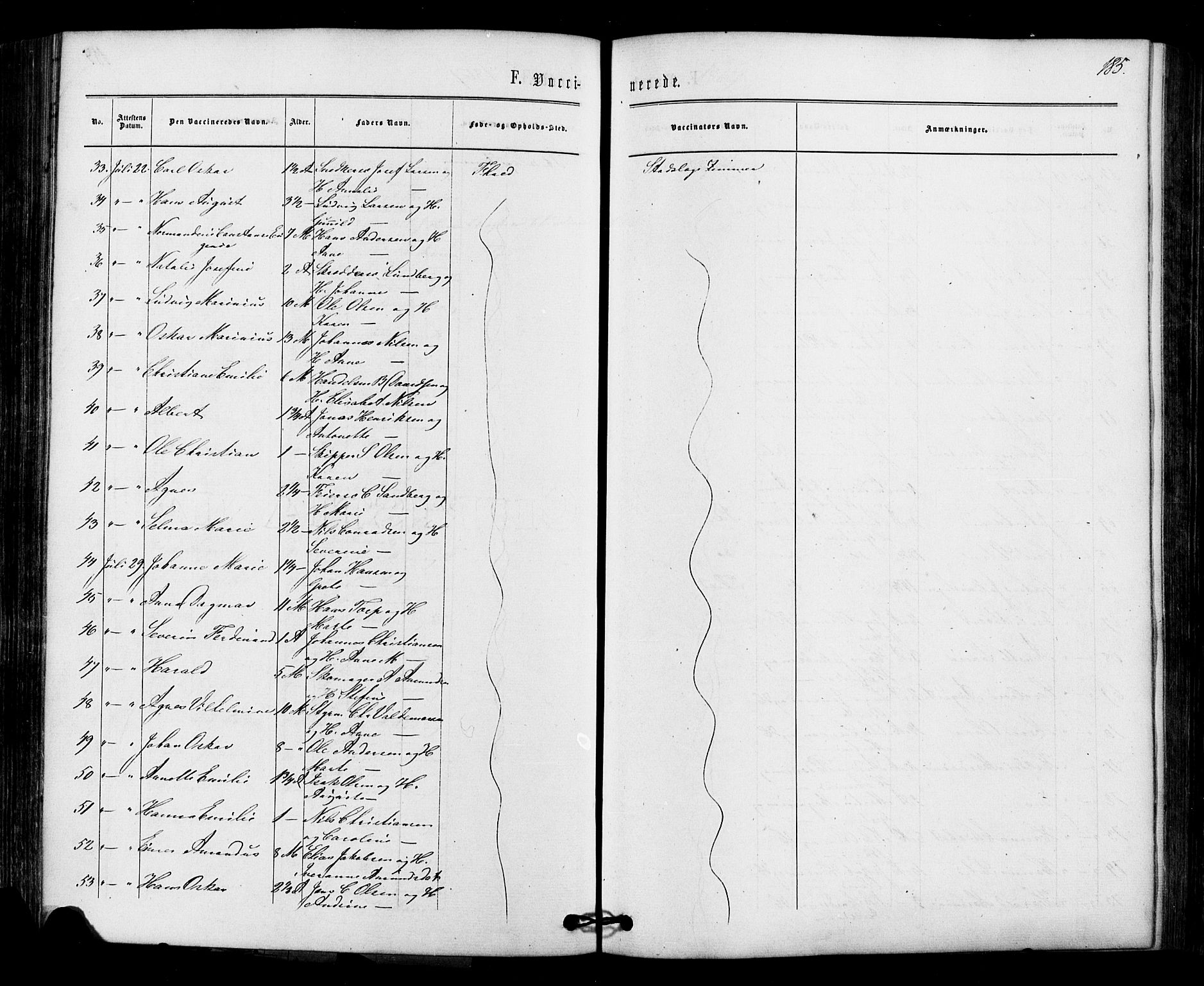 Halden prestekontor Kirkebøker, SAO/A-10909/F/Fa/L0010: Parish register (official) no. I 10, 1866-1877, p. 185