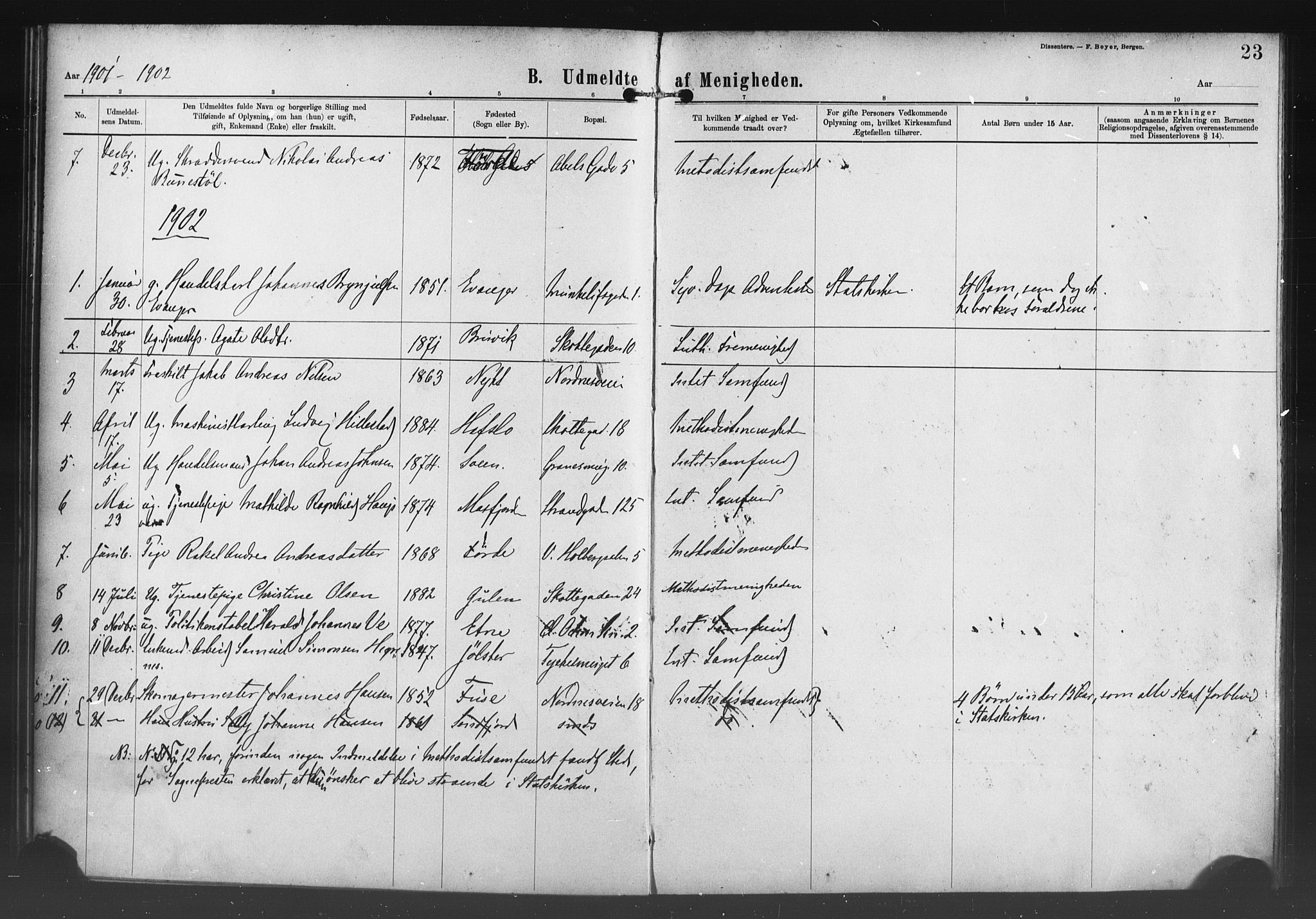 Nykirken Sokneprestembete, SAB/A-77101/H/Haa/L0054: Parish register (official) no. H 3, 1897-1943, p. 23