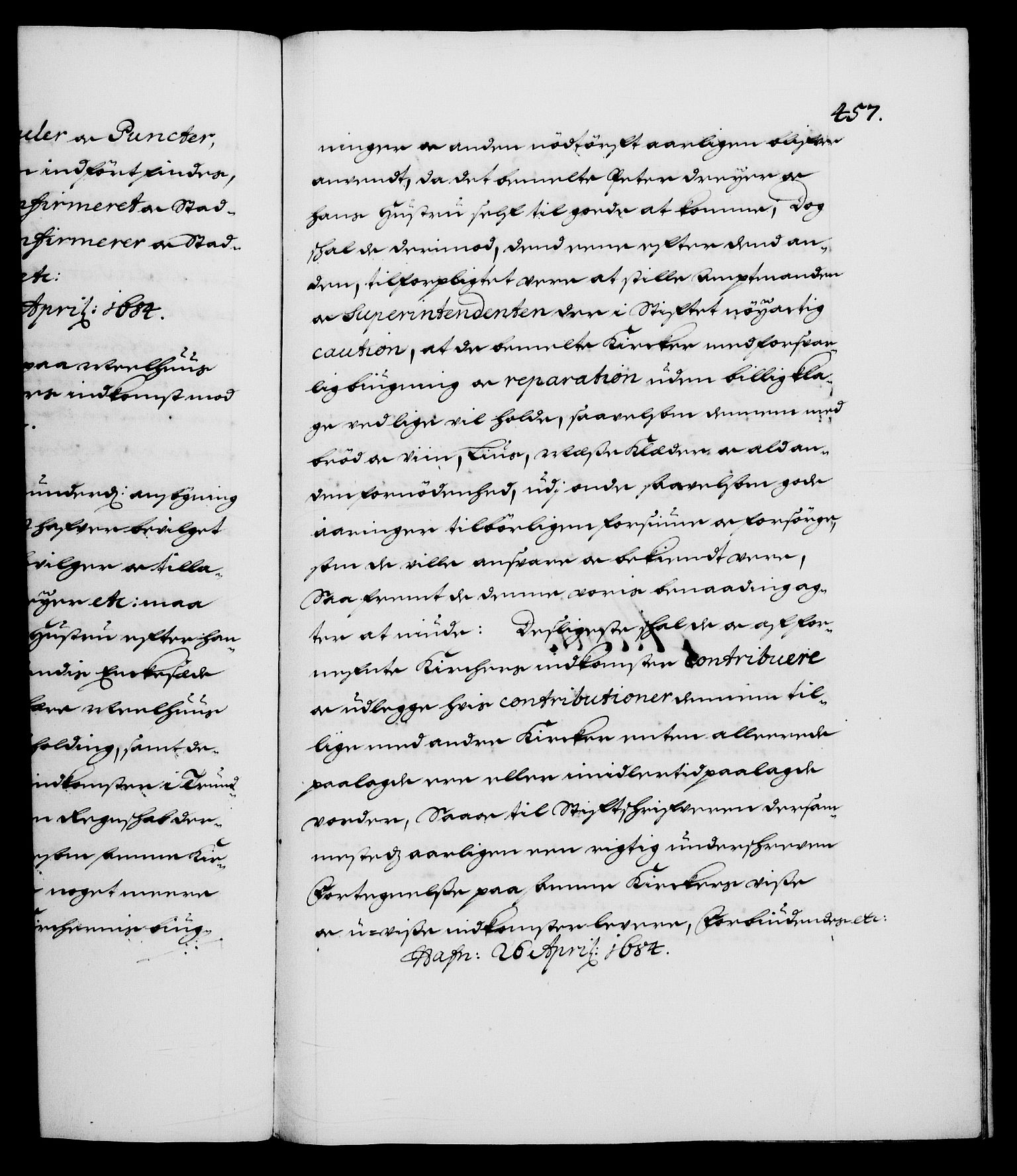 Danske Kanselli 1572-1799, AV/RA-EA-3023/F/Fc/Fca/Fcaa/L0013: Norske registre (mikrofilm), 1681-1684, p. 457a