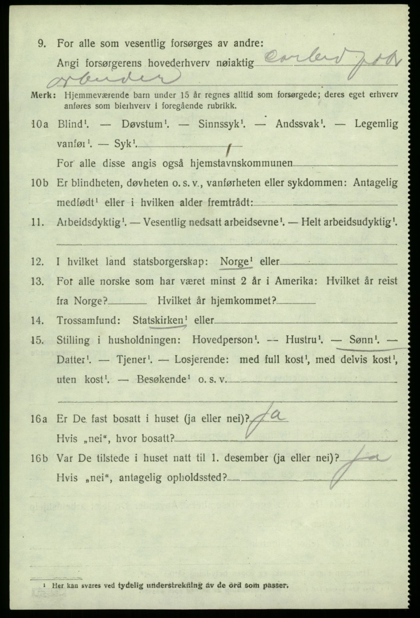 SAB, 1920 census for Odda, 1920, p. 9678