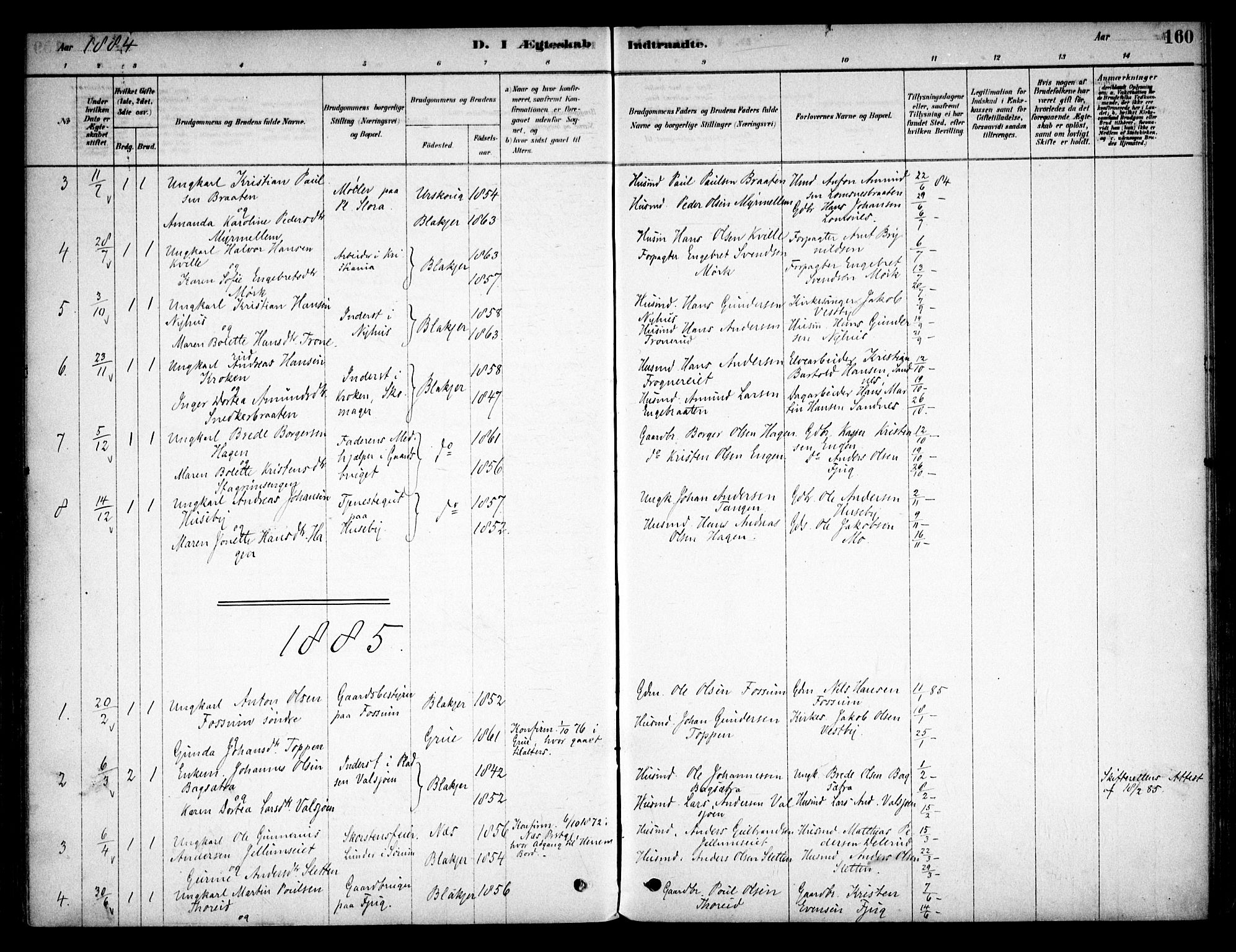 Aurskog prestekontor Kirkebøker, AV/SAO-A-10304a/F/Fb/L0001: Parish register (official) no. II 1, 1878-1909, p. 160