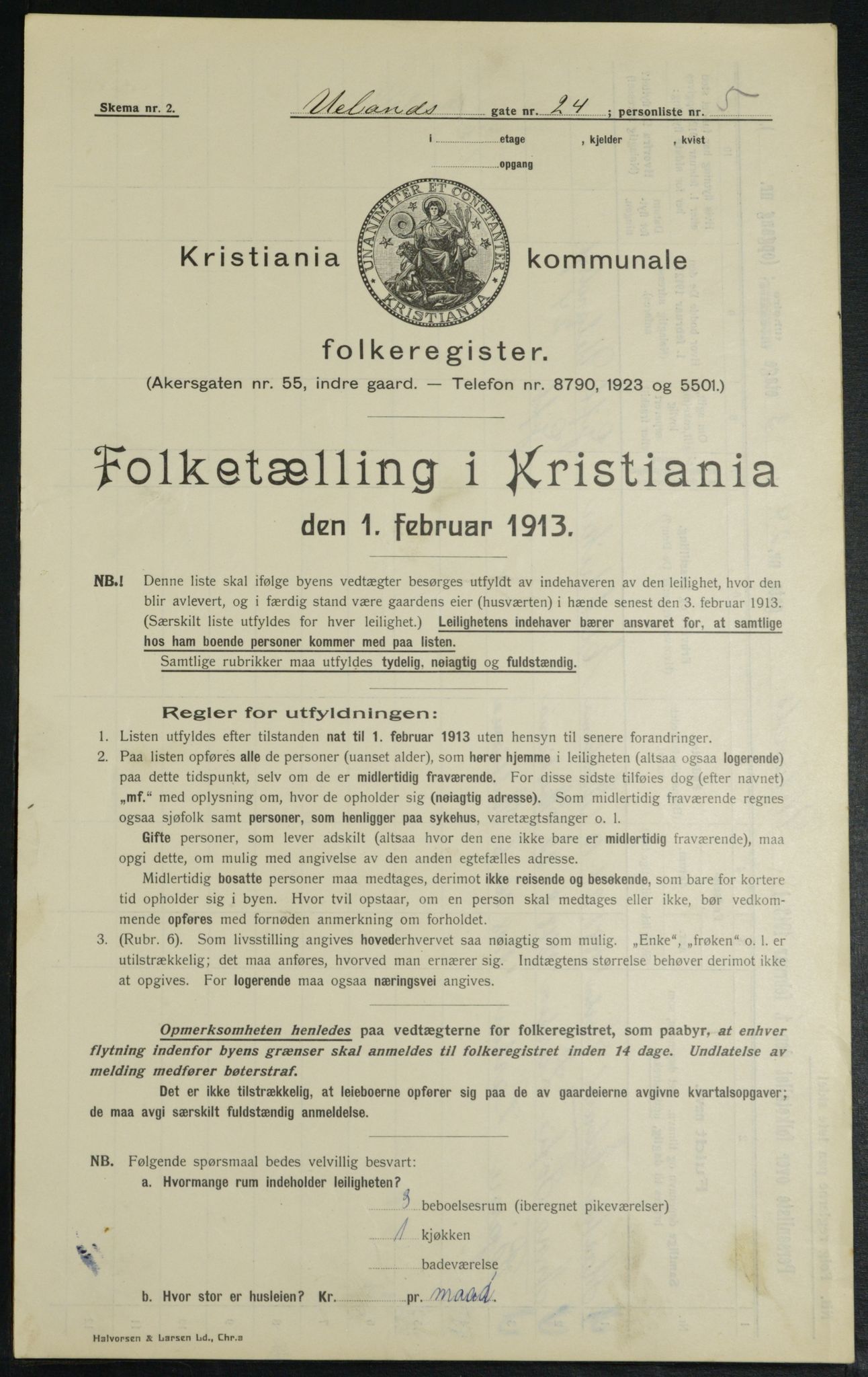 OBA, Municipal Census 1913 for Kristiania, 1913, p. 118650