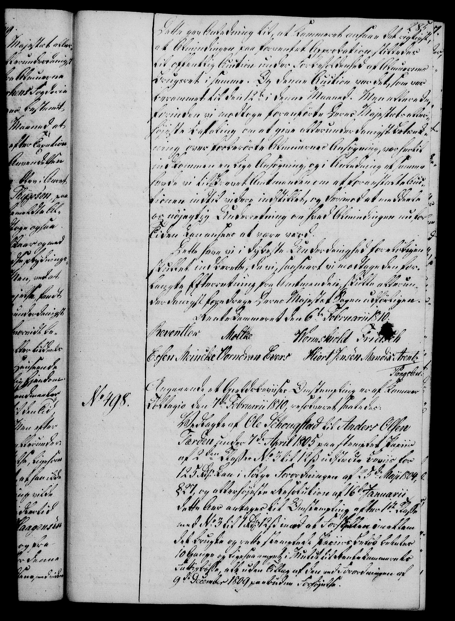 Rentekammeret, Kammerkanselliet, AV/RA-EA-3111/G/Gg/Gga/L0019: Norsk ekspedisjonsprotokoll med register (merket RK 53.19), 1807-1810, p. 285