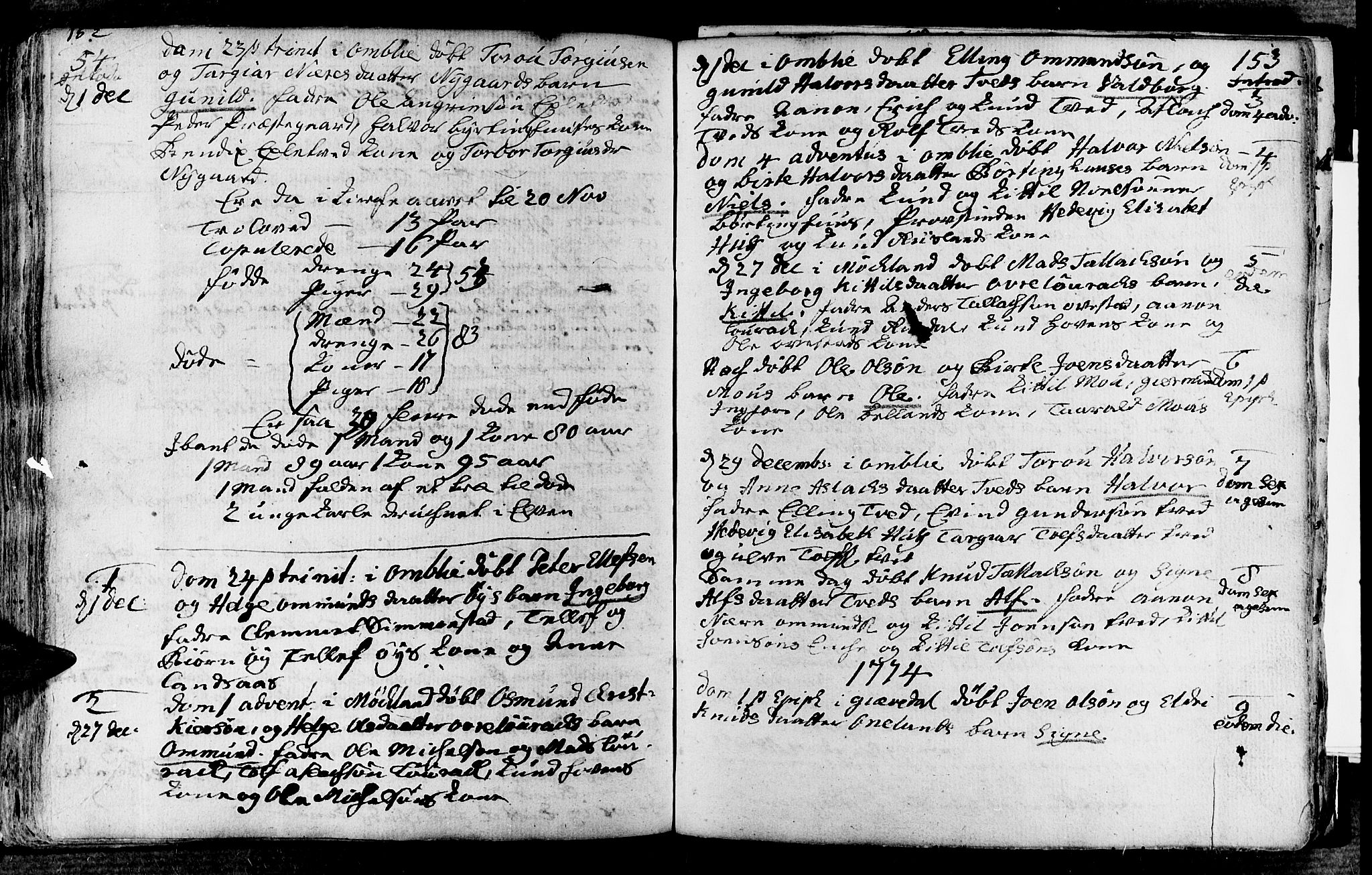 Åmli sokneprestkontor, AV/SAK-1111-0050/F/Fa/Fac/L0003: Parish register (official) no. A 3, 1756-1775, p. 152-153