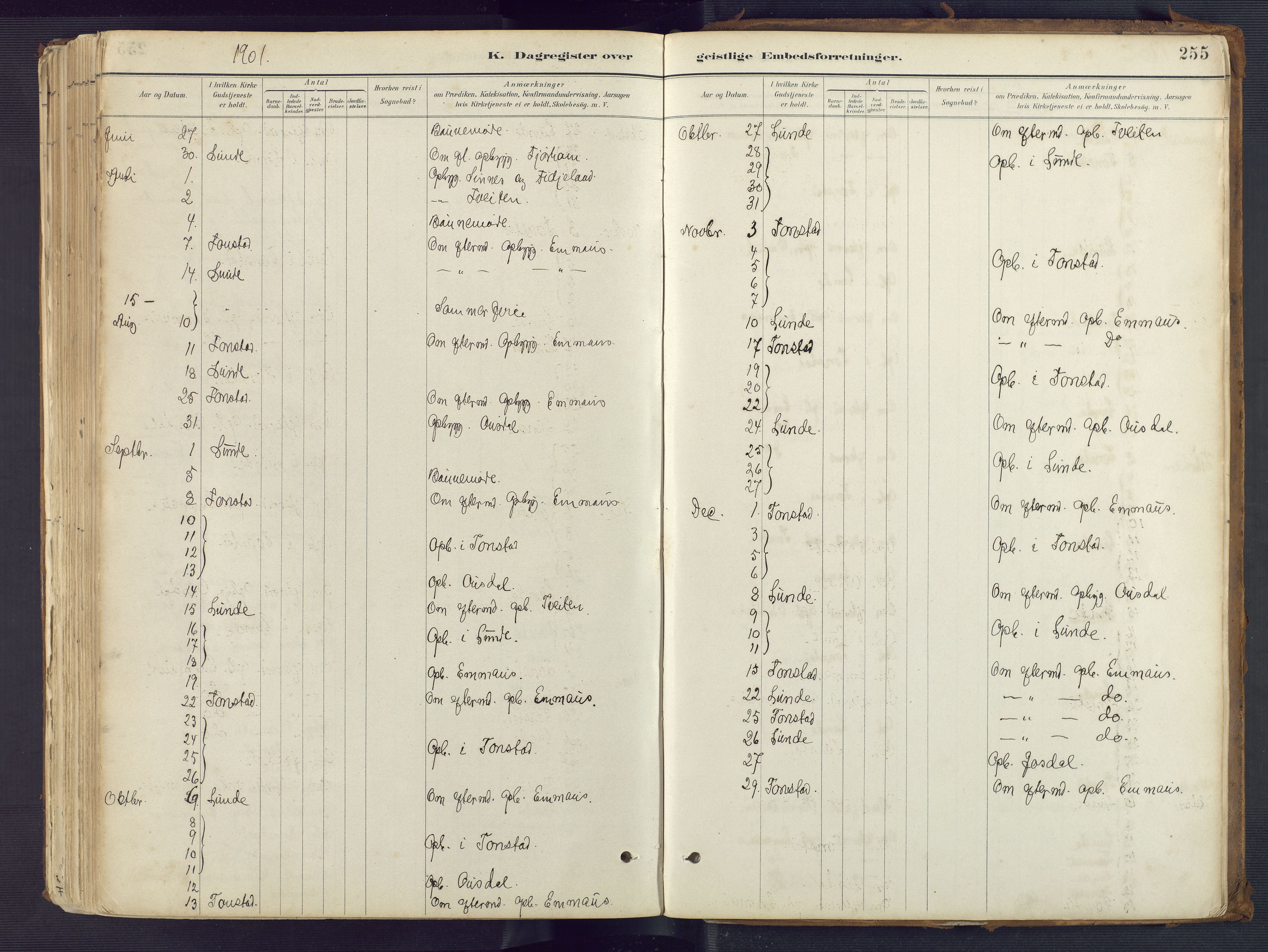 Sirdal sokneprestkontor, SAK/1111-0036/F/Fa/Fab/L0004: Parish register (official) no. A 4, 1887-1919, p. 255