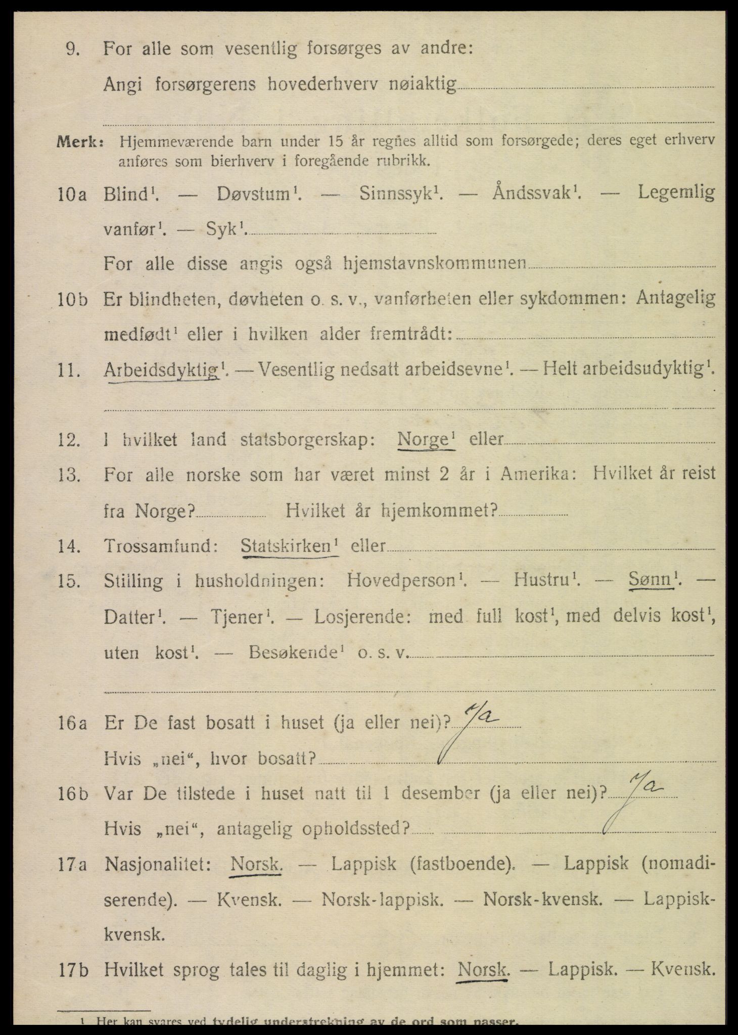 SAT, 1920 census for Nesna, 1920, p. 7330