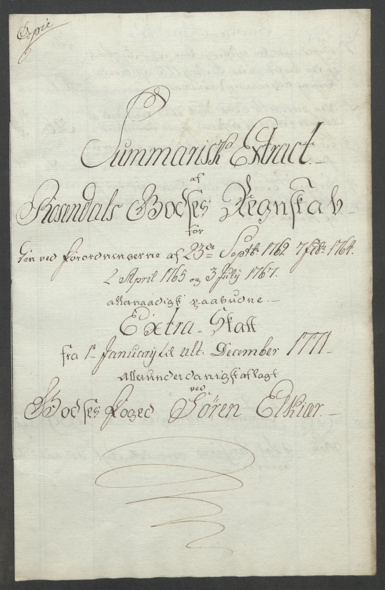 Rentekammeret inntil 1814, Reviderte regnskaper, Fogderegnskap, AV/RA-EA-4092/R49/L3157: Ekstraskatten Rosendal Baroni, 1762-1772, p. 325