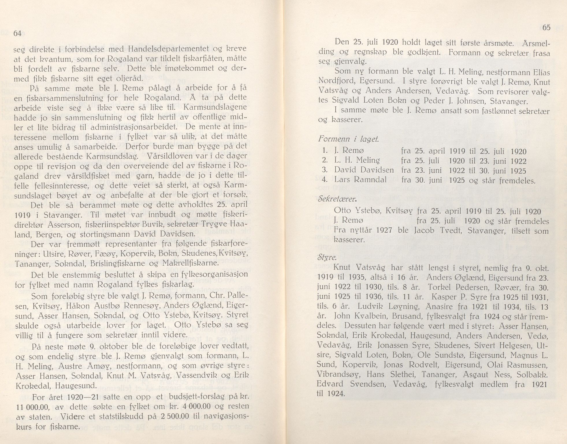 Rogaland fylkeskommune - Fylkesrådmannen , IKAR/A-900/A/Aa/Aaa/L0059: Møtebok , 1940, p. 64-65