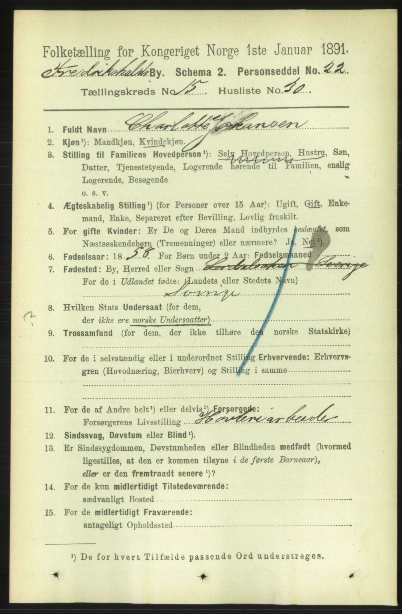 RA, 1891 census for 0101 Fredrikshald, 1891, p. 9771