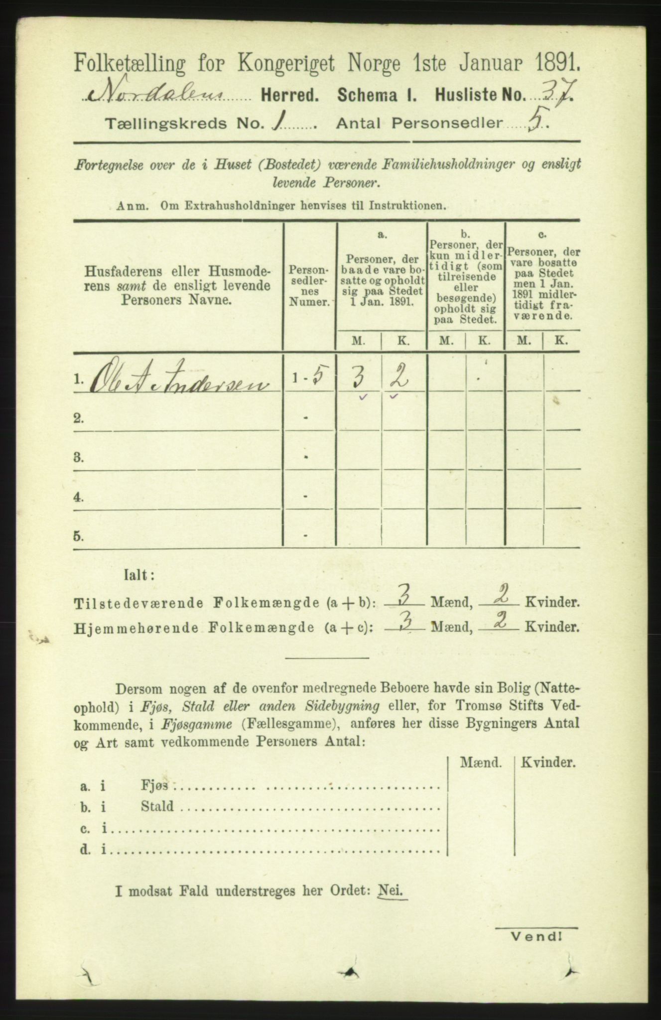 RA, 1891 census for 1524 Norddal, 1891, p. 66