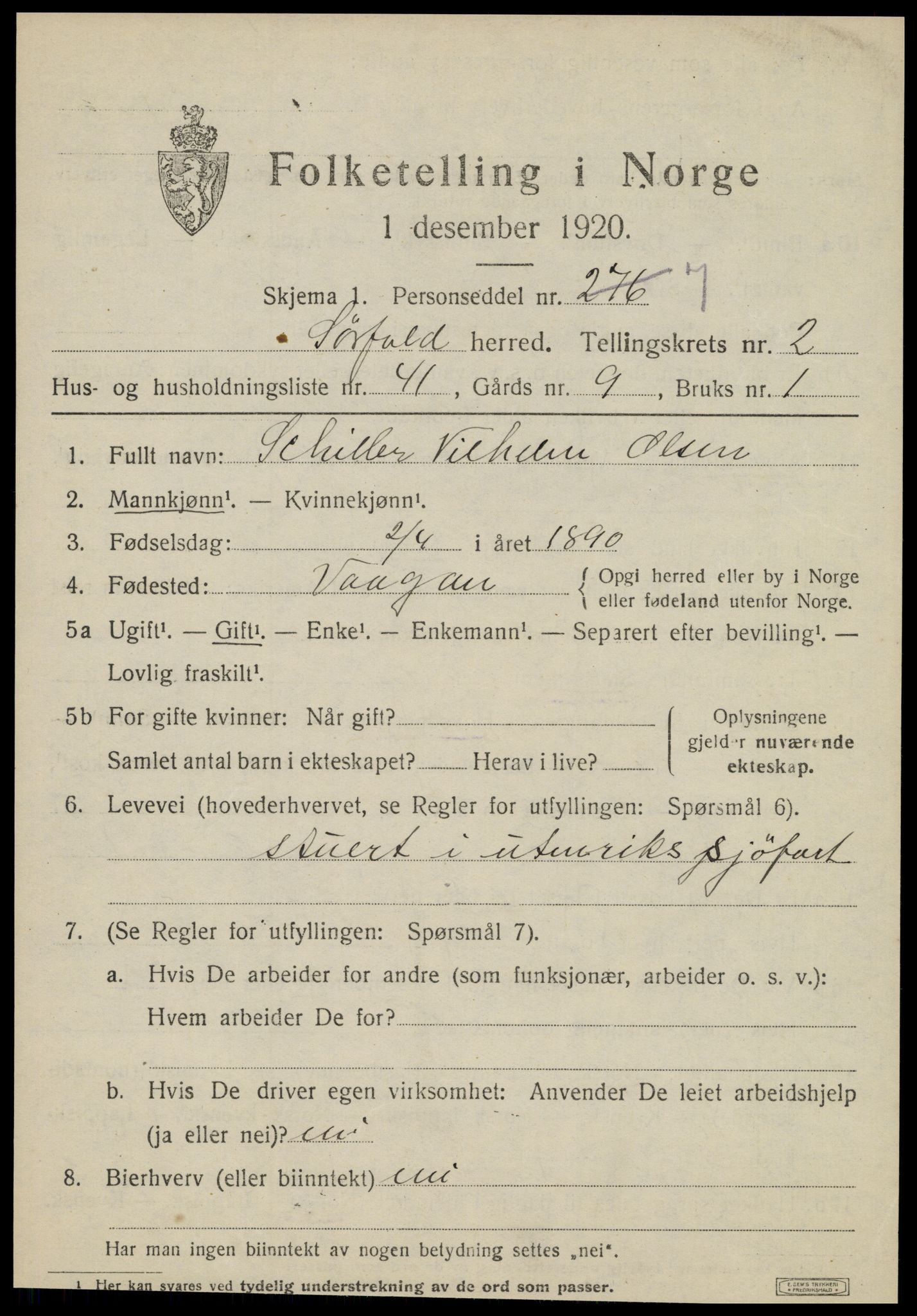 SAT, 1920 census for Sørfold, 1920, p. 1893