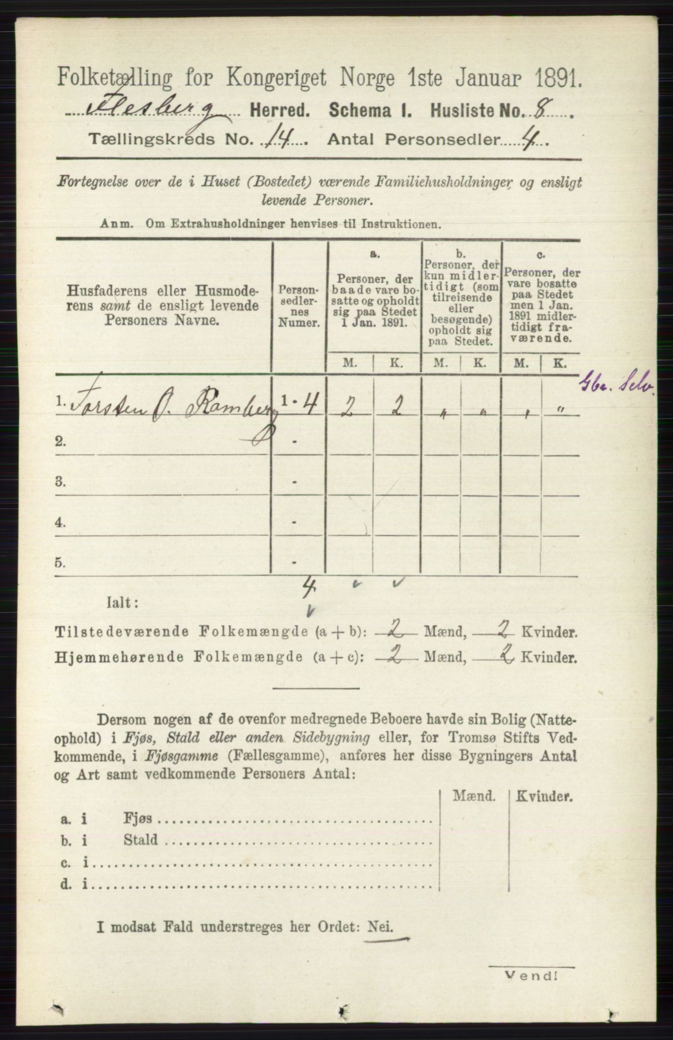 RA, 1891 census for 0631 Flesberg, 1891, p. 2414