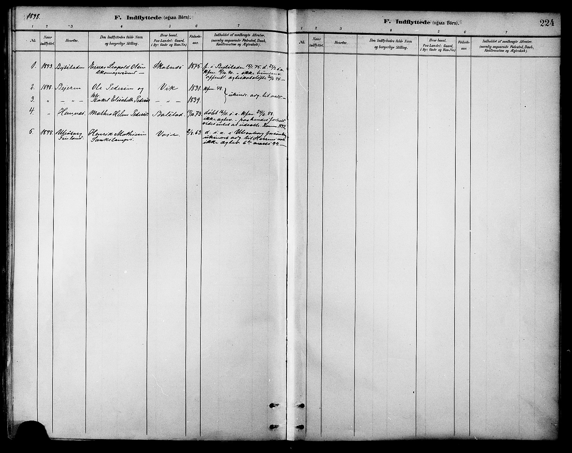 Ministerialprotokoller, klokkerbøker og fødselsregistre - Nordland, SAT/A-1459/881/L1167: Parish register (copy) no. 881C04, 1886-1899, p. 224