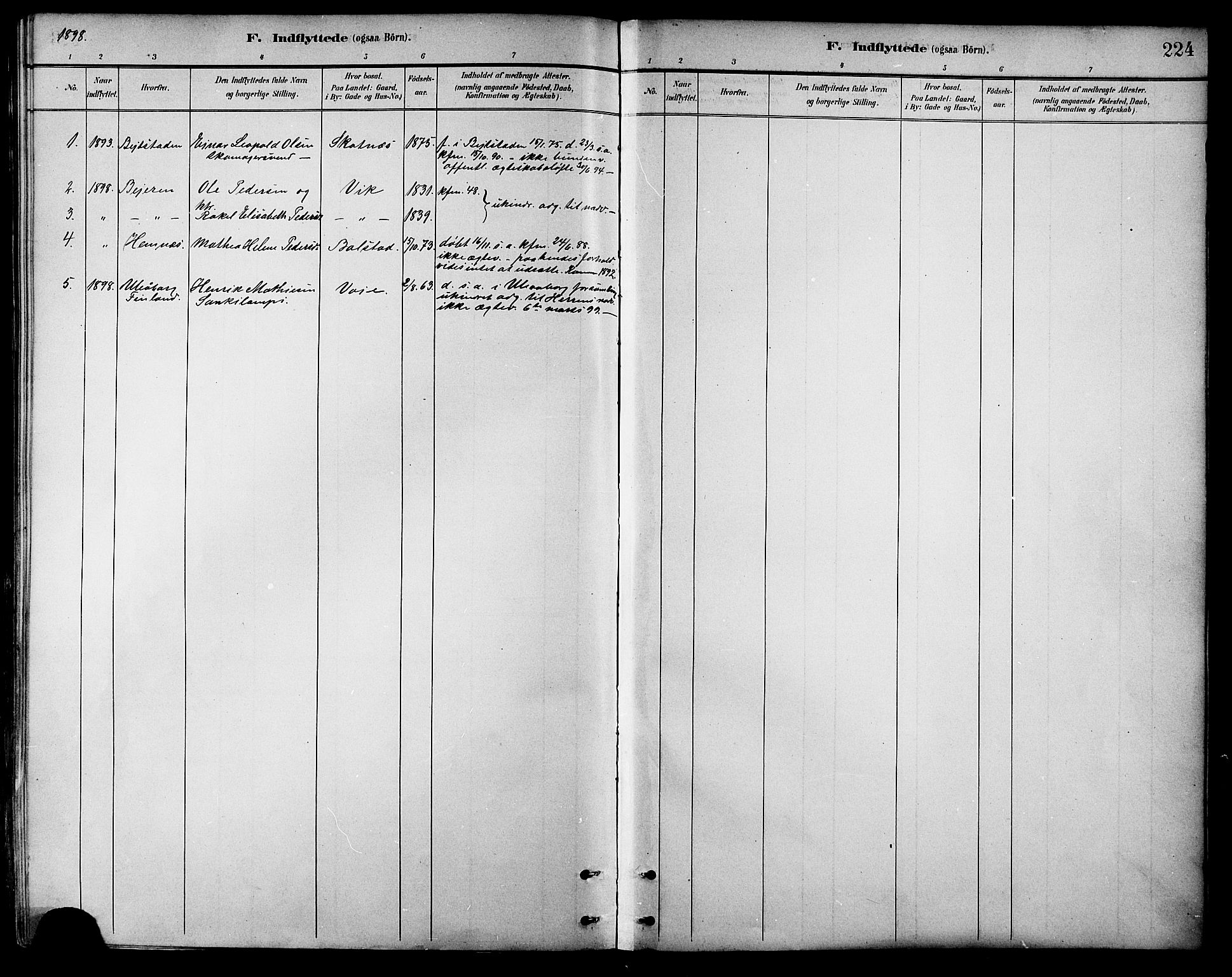 Ministerialprotokoller, klokkerbøker og fødselsregistre - Nordland, AV/SAT-A-1459/881/L1167: Parish register (copy) no. 881C04, 1886-1899, p. 224