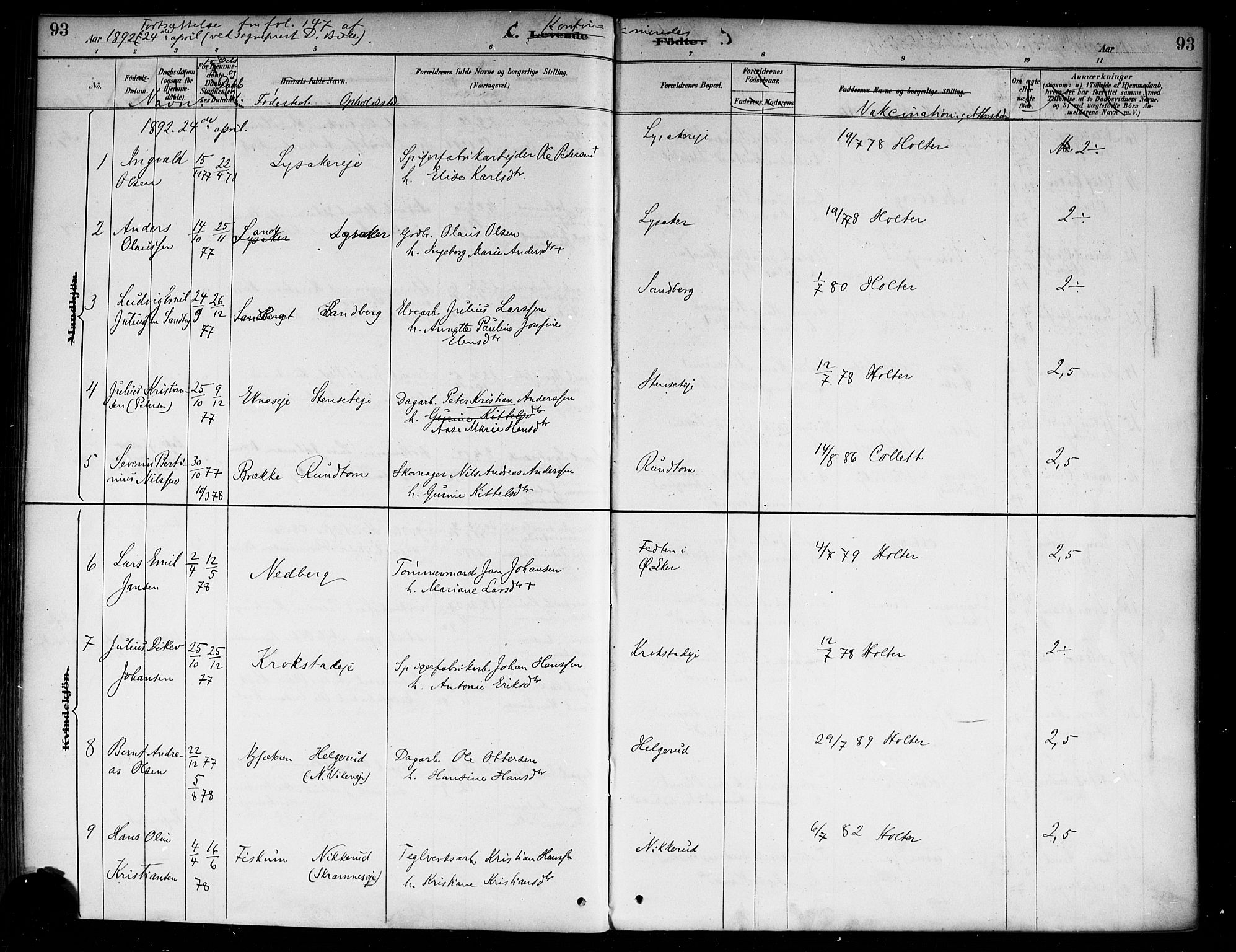 Nedre Eiker kirkebøker, SAKO/A-612/F/Fa/L0003: Parish register (official) no. 3, 1885-1892, p. 93