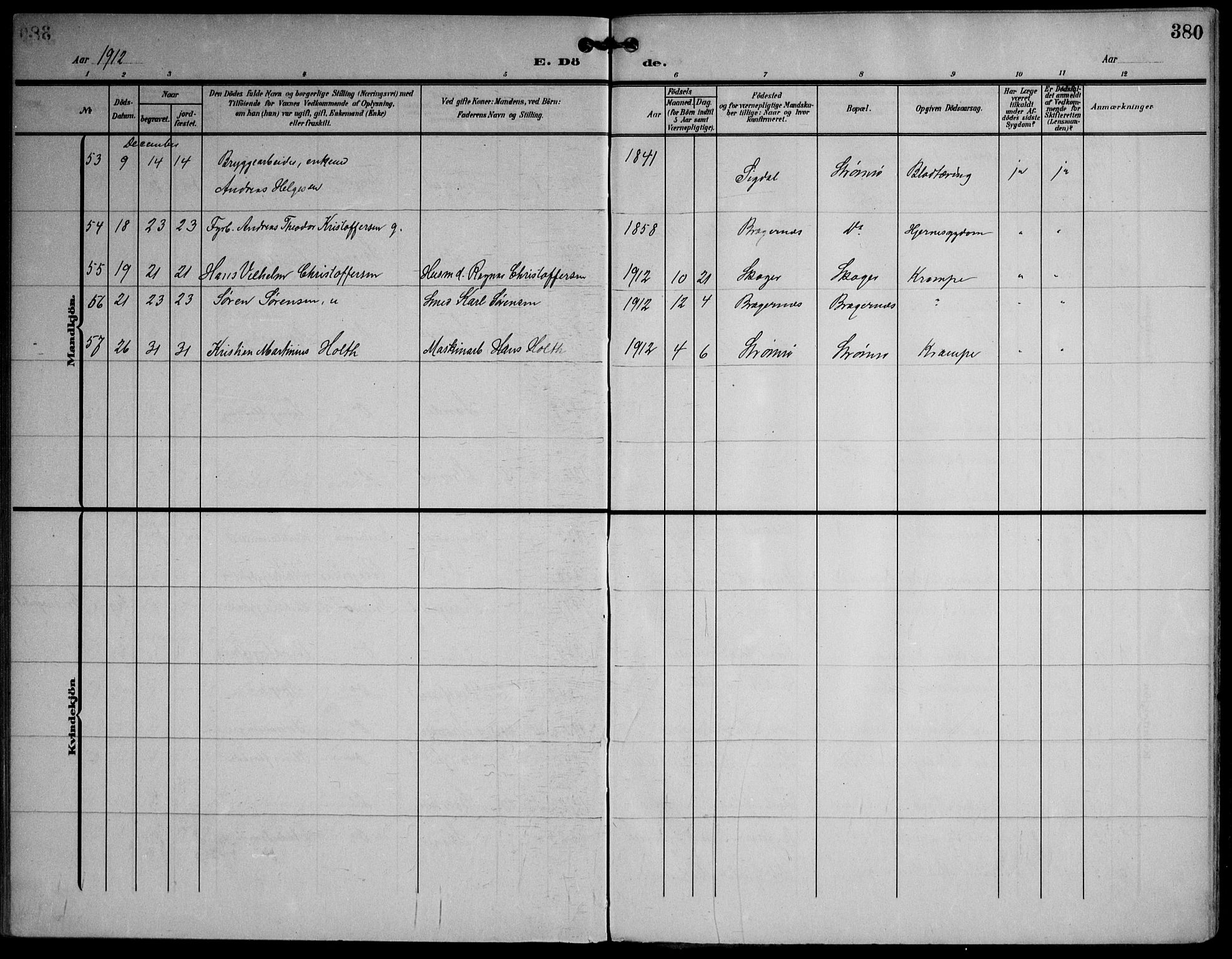 Strømsø kirkebøker, AV/SAKO-A-246/F/Fa/L0026: Parish register (official) no. I 26, 1905-1914, p. 380