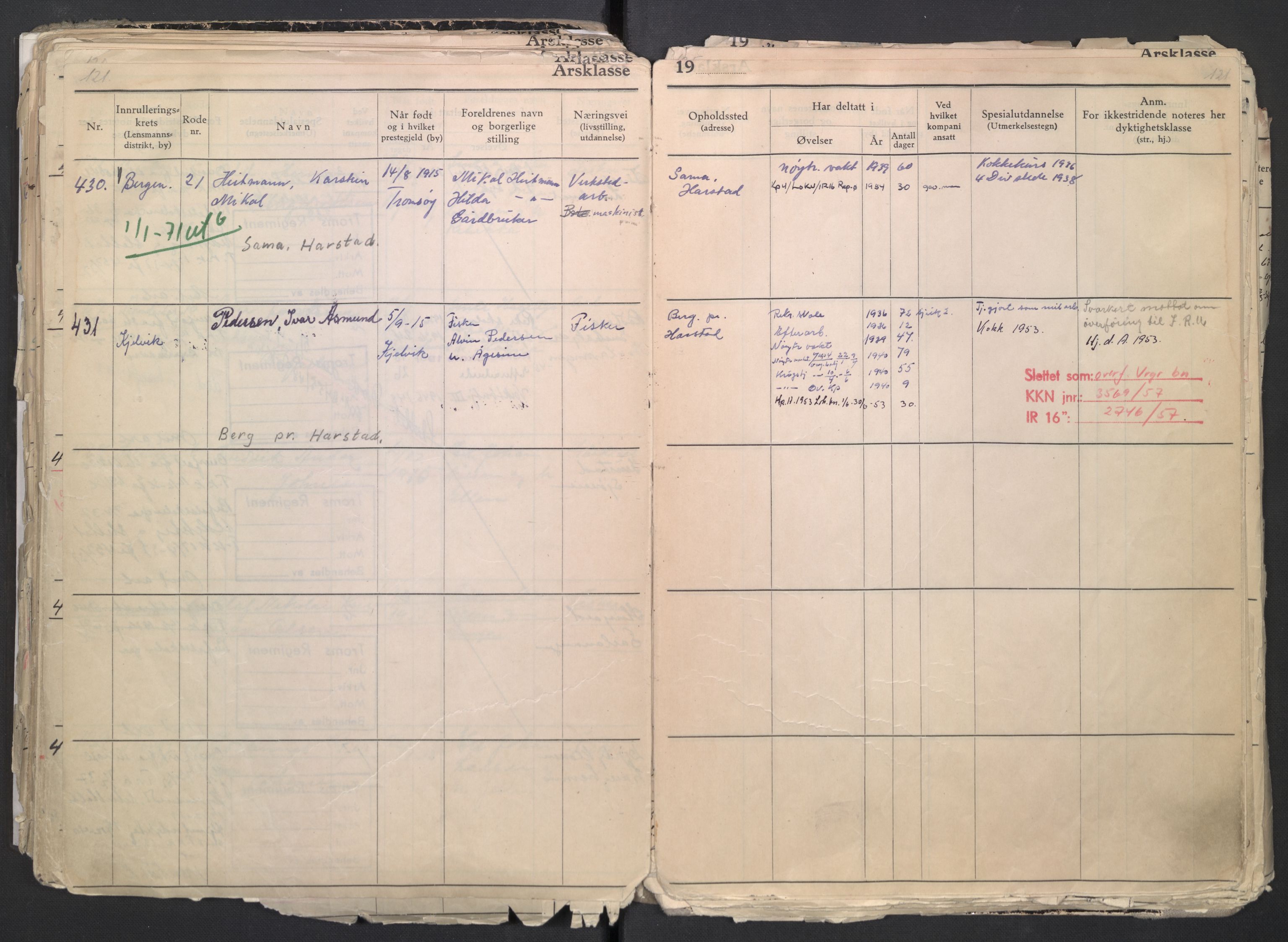 Forsvaret, Troms infanteriregiment nr. 16, AV/RA-RAFA-3146/P/Pa/L0007/0001: Ruller / Rulle for regimentets menige mannskaper, årsklasse 1936, 1936, p. 121