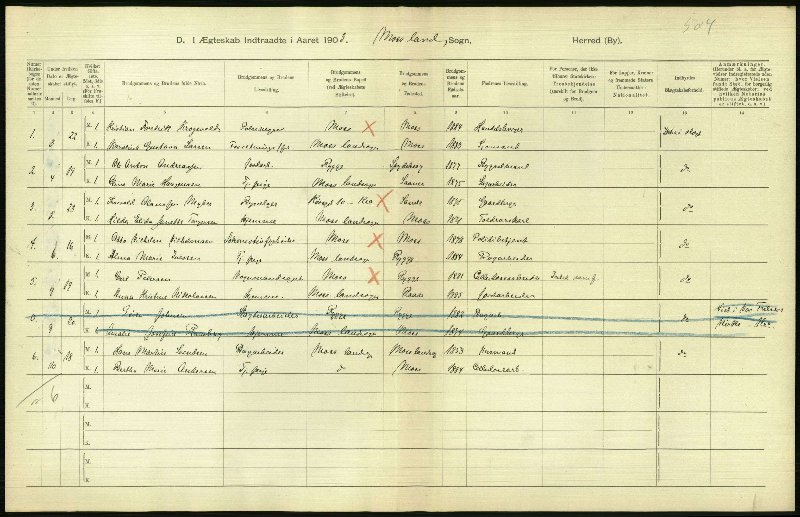 Statistisk sentralbyrå, Sosiodemografiske emner, Befolkning, AV/RA-S-2228/D/Df/Dfa/Dfaa/L0001: Smålenenes amt: Fødte, gifte, døde, 1903, p. 506