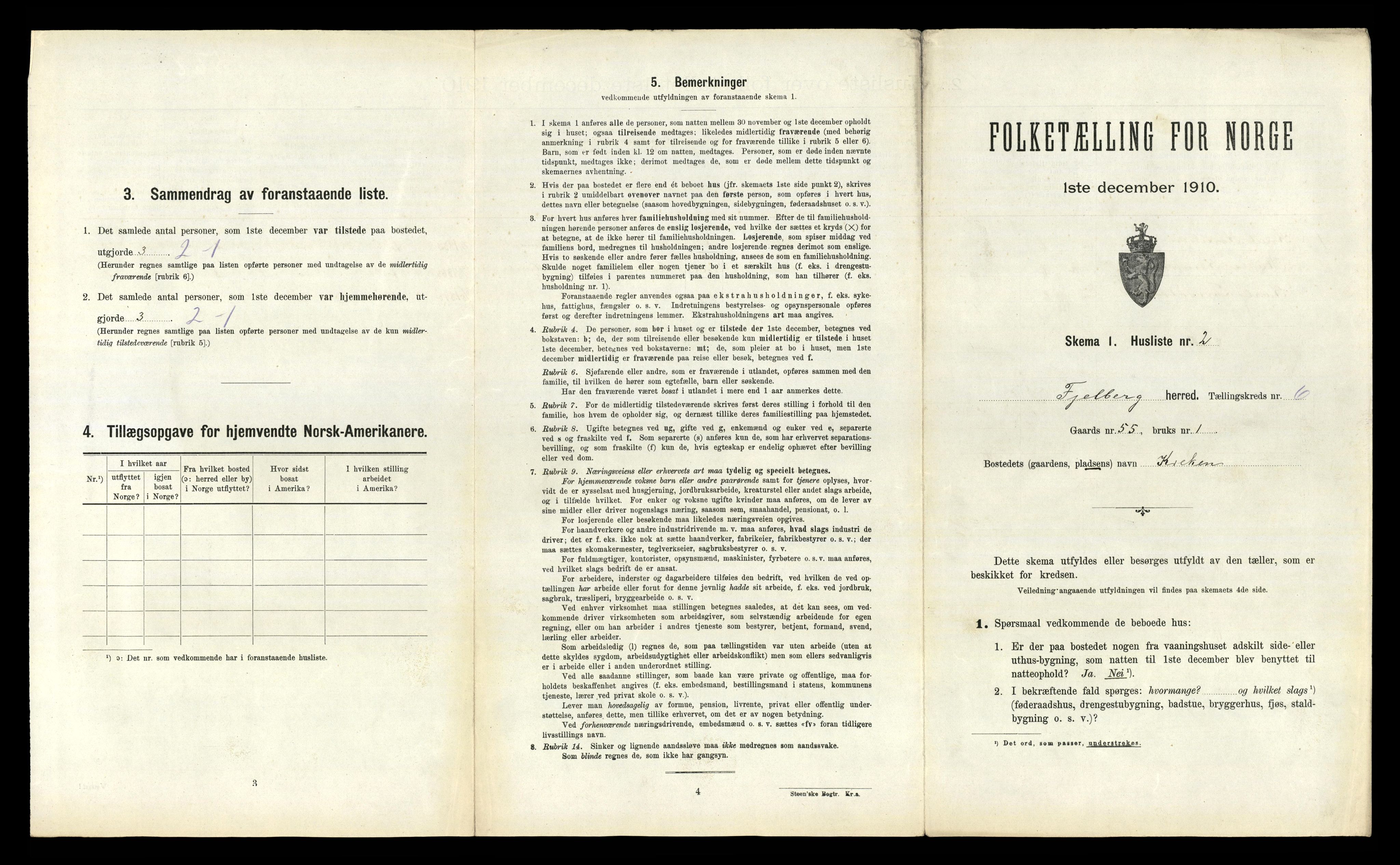 RA, 1910 census for Fjelberg, 1910, p. 615