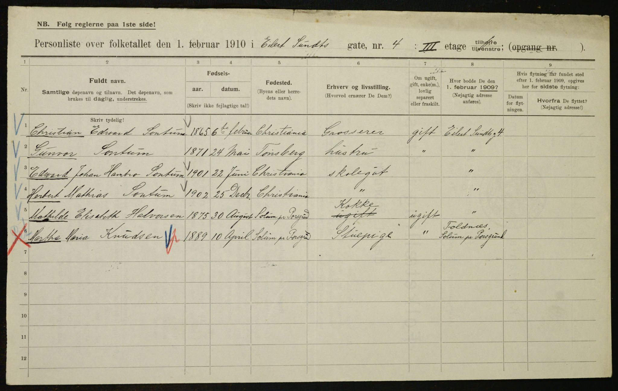 OBA, Municipal Census 1910 for Kristiania, 1910, p. 17821