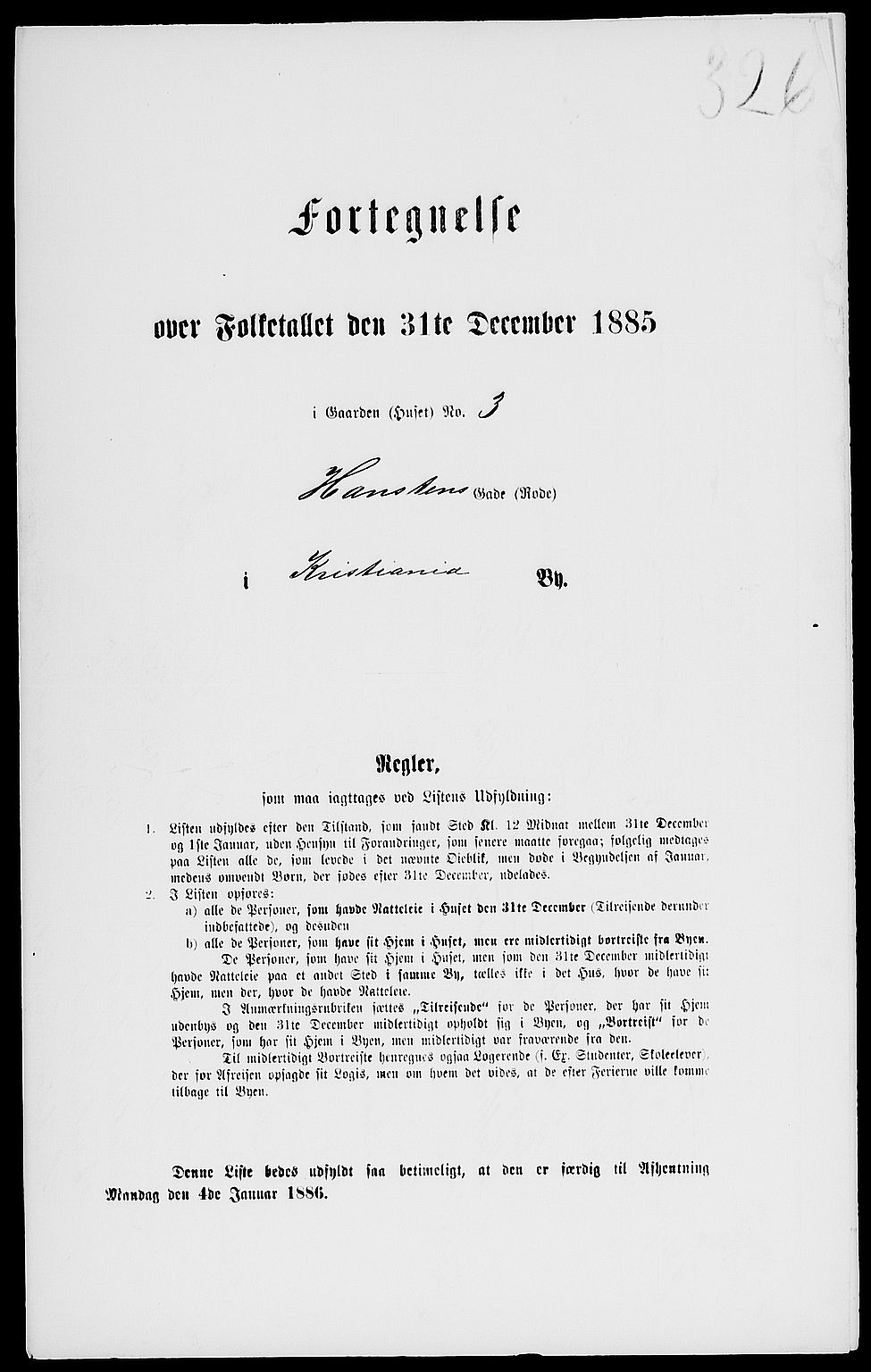 RA, 1885 census for 0301 Kristiania, 1885, p. 3161