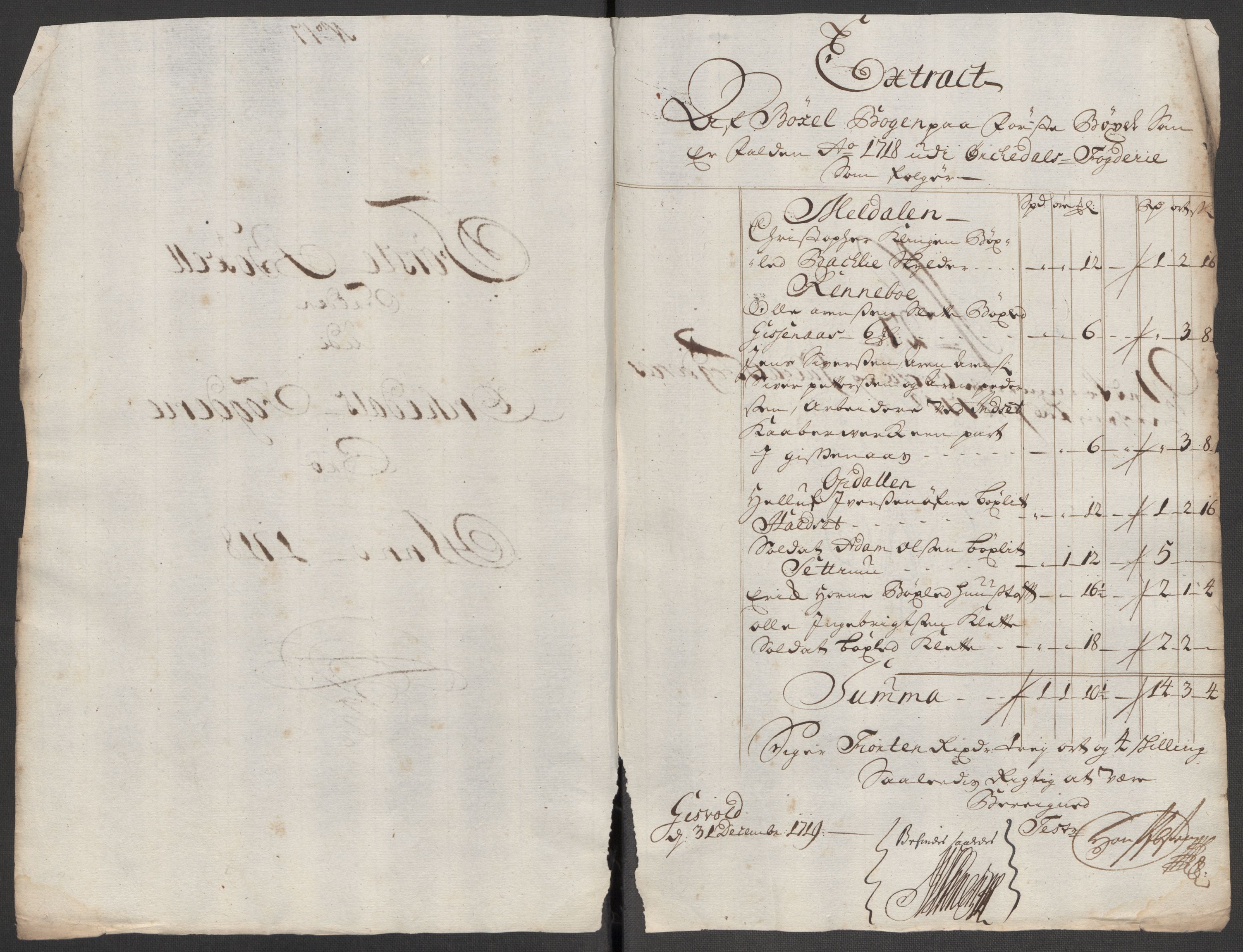 Rentekammeret inntil 1814, Reviderte regnskaper, Fogderegnskap, RA/EA-4092/R60/L3971: Fogderegnskap Orkdal og Gauldal, 1718, p. 234