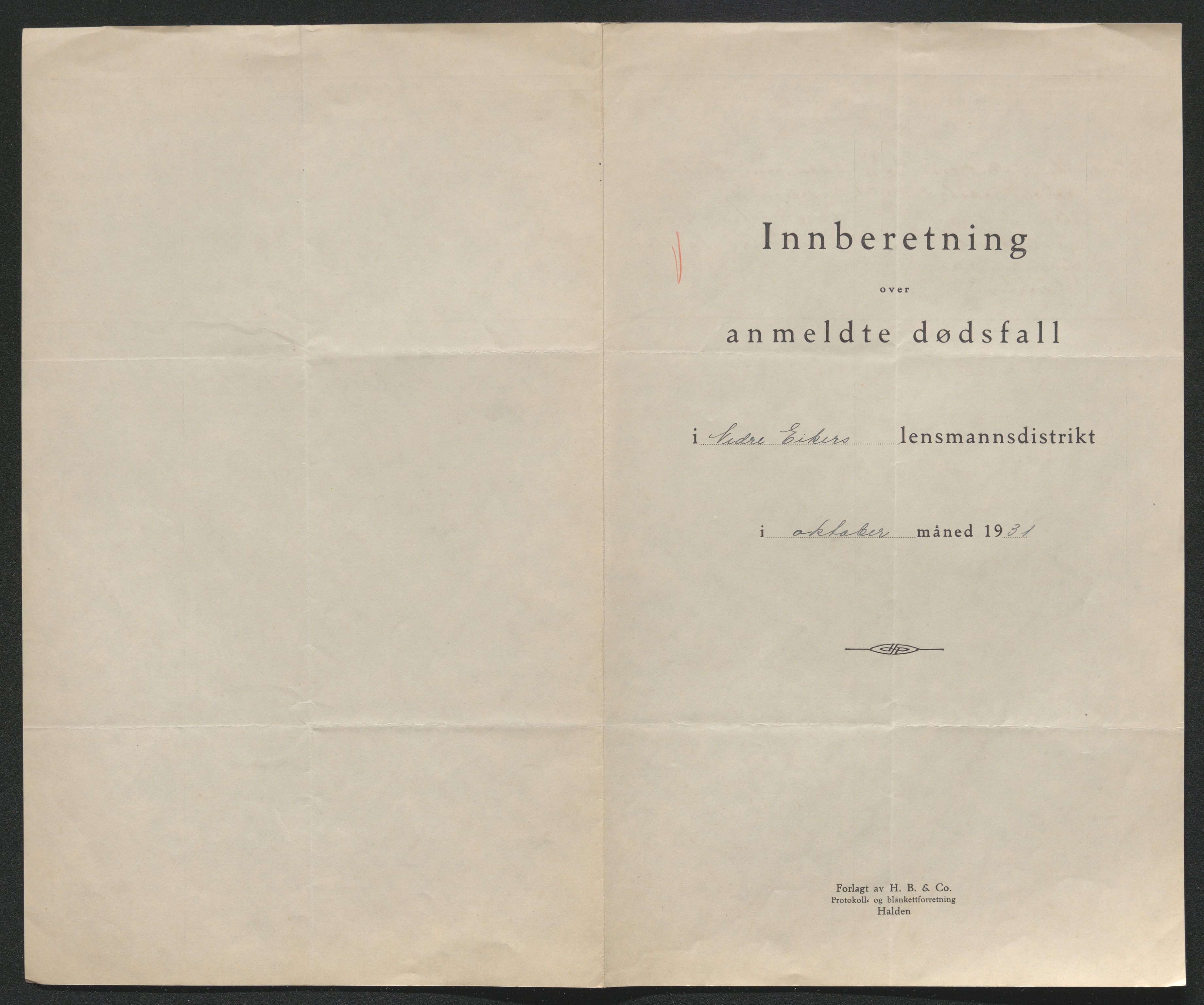 Eiker, Modum og Sigdal sorenskriveri, AV/SAKO-A-123/H/Ha/Hab/L0046: Dødsfallsmeldinger, 1930-1931, p. 1139